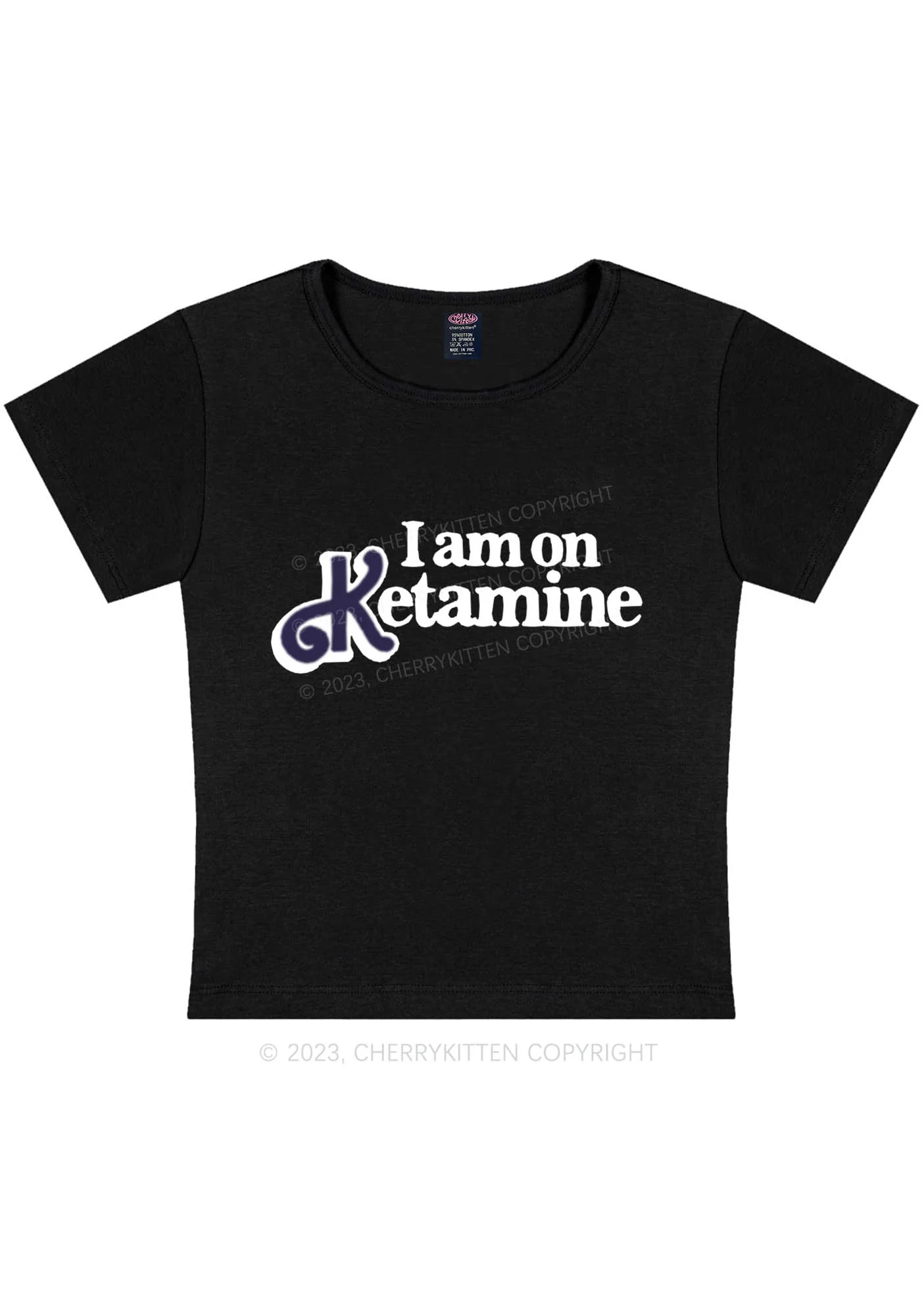 I Am On K Y2K Baby Tee Cherrykitten - Image 4