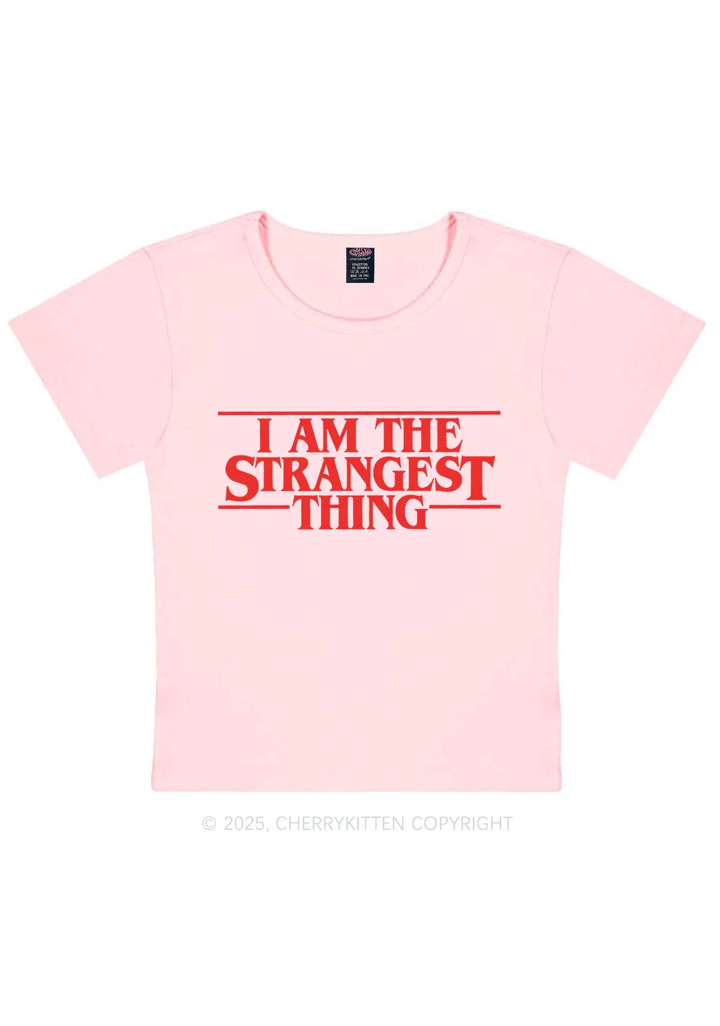 I Am The Strangest Thing Y2K Baby Tee Cherrykitten - Image 10
