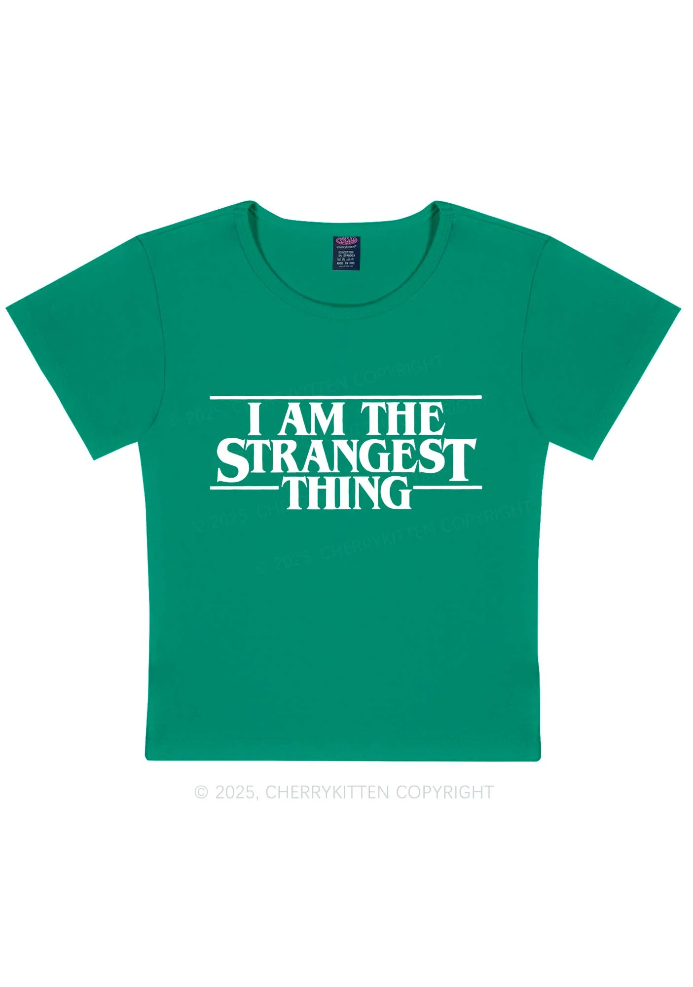I Am The Strangest Thing Y2K Baby Tee Cherrykitten - Image 11