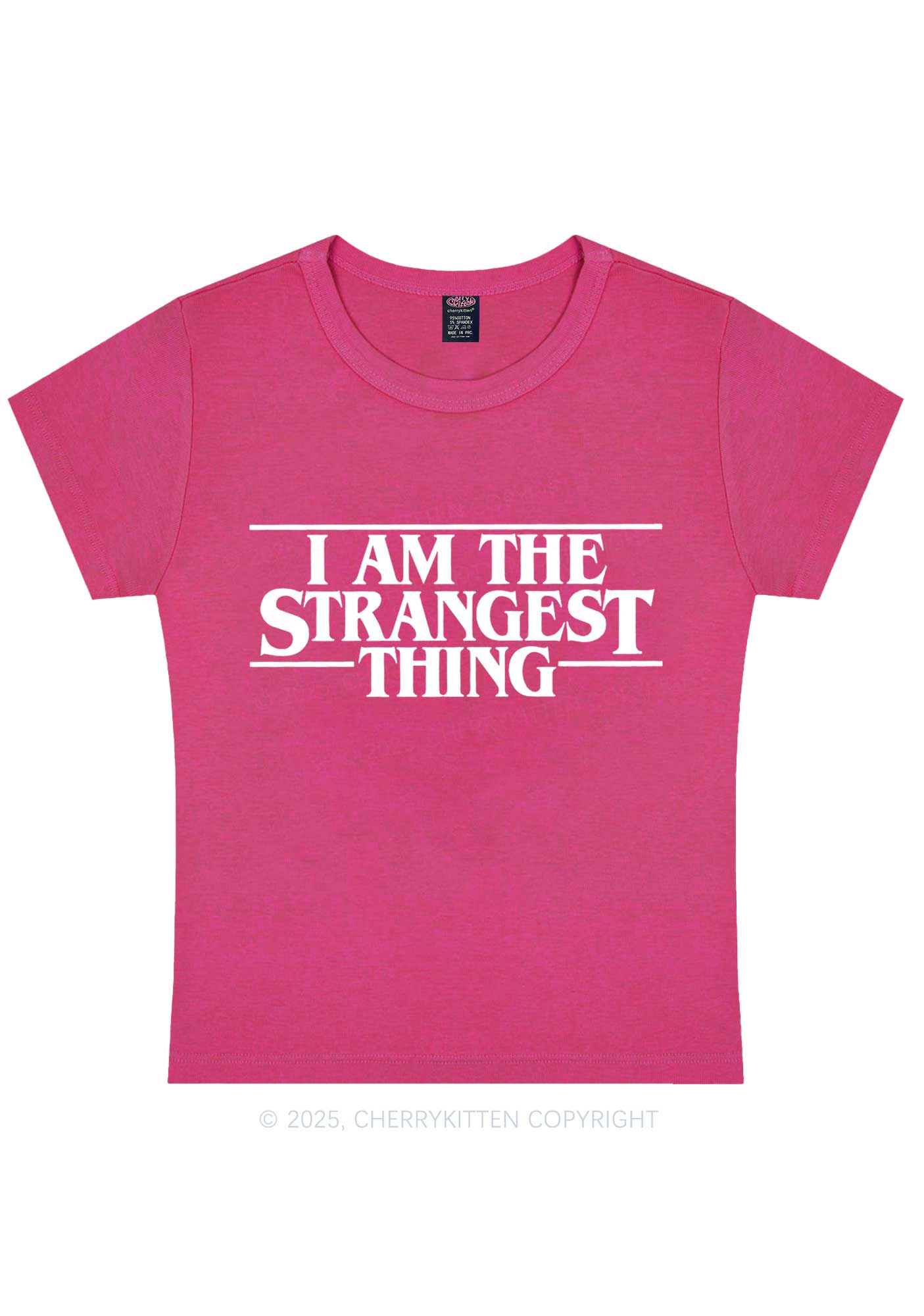 I Am The Strangest Thing Y2K Baby Tee Cherrykitten - Image 4
