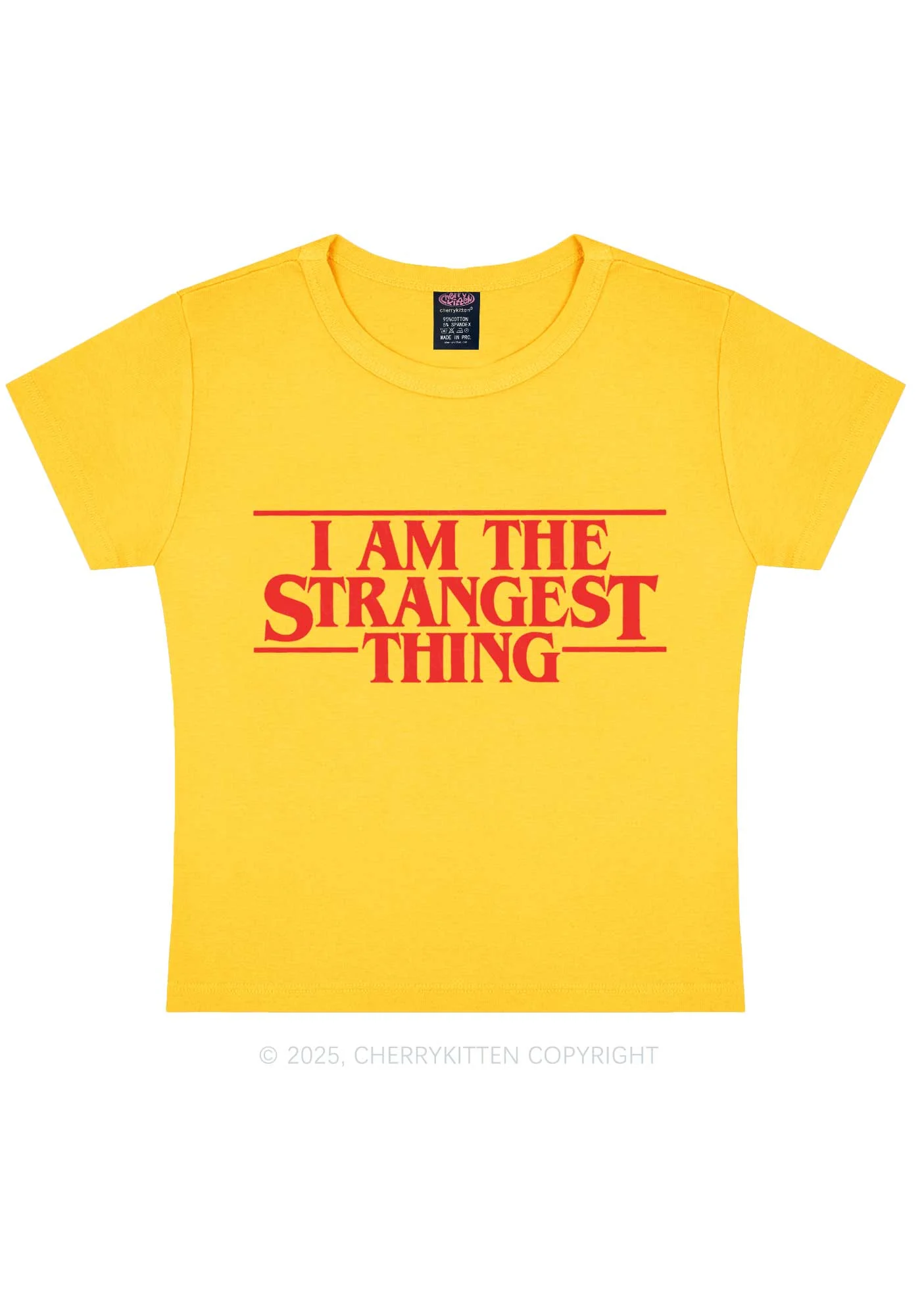 I Am The Strangest Thing Y2K Baby Tee Cherrykitten - Image 6