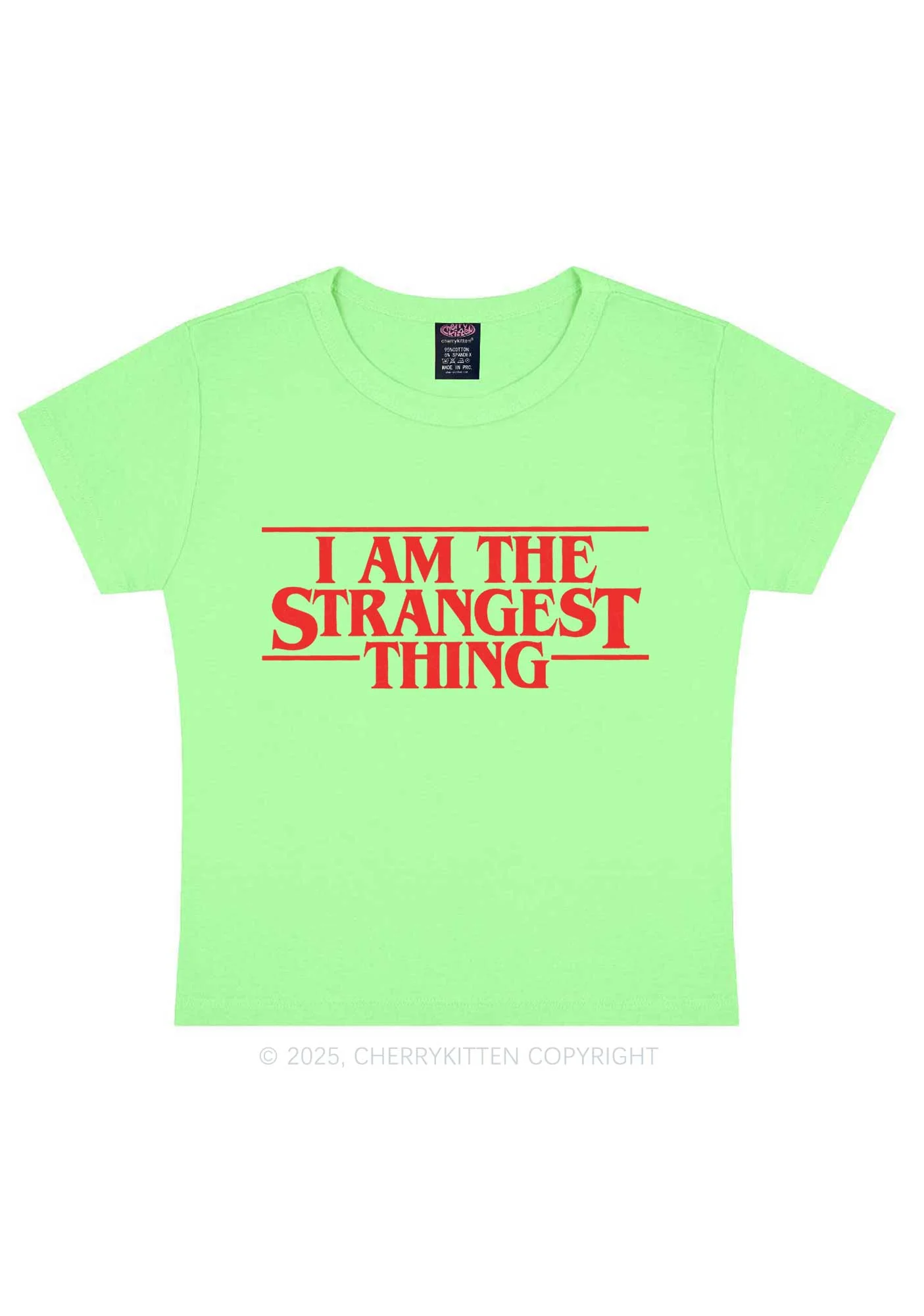 I Am The Strangest Thing Y2K Baby Tee Cherrykitten - Image 9