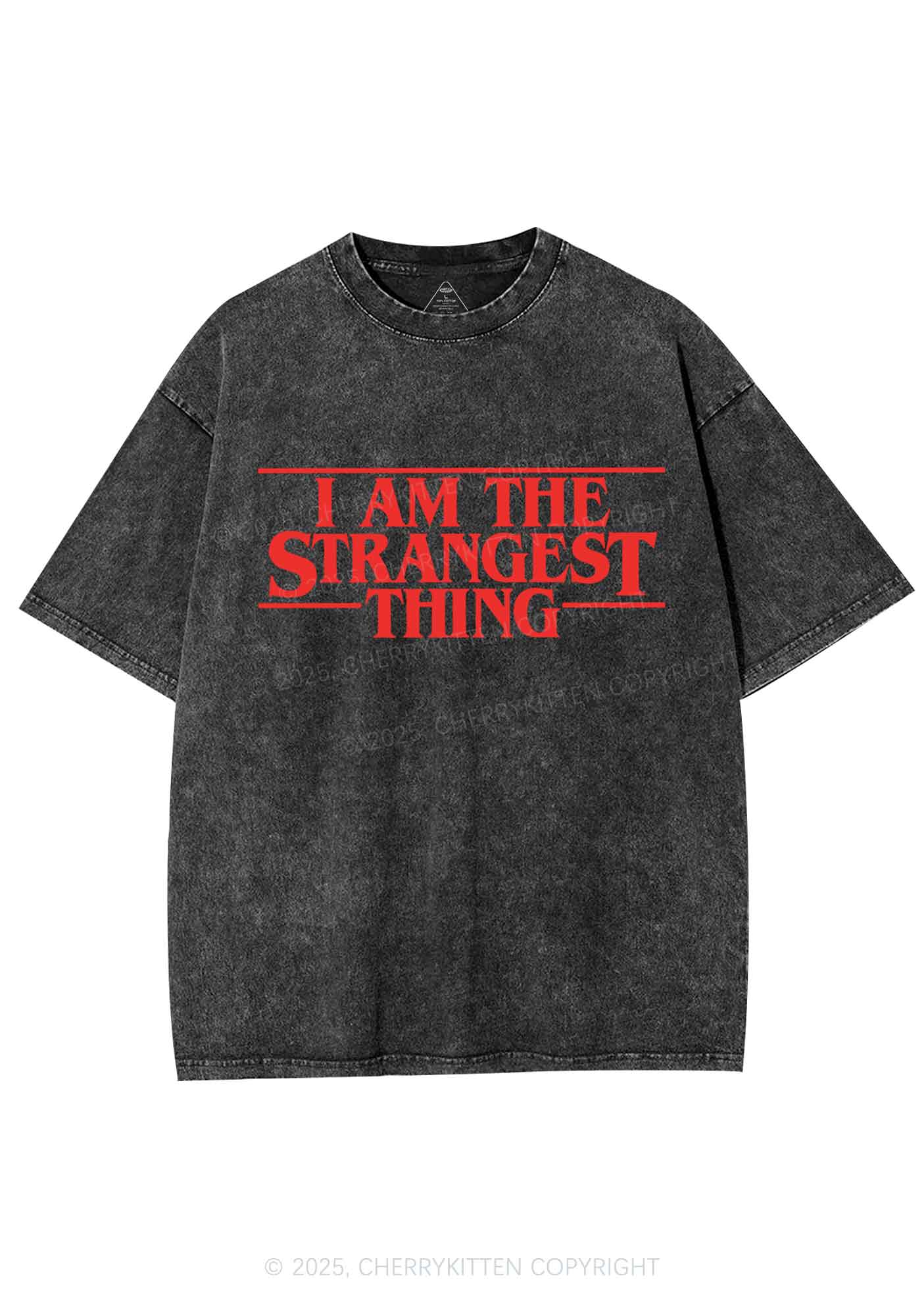 I Am The Strangest Thing Y2K Shirts Washed Tee Cherrykitten - Image 3