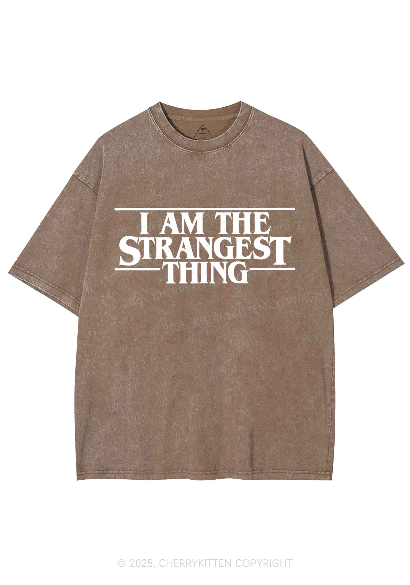 I Am The Strangest Thing Y2K Shirts Washed Tee Cherrykitten - Image 8