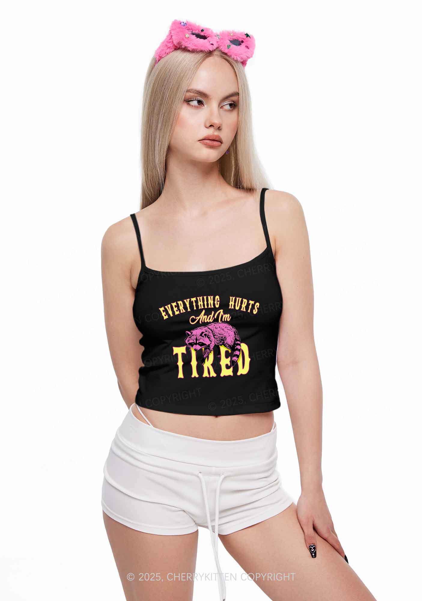 I Am Tried Y2K Spaghetti Strap Cami Cherrykitten - Image 2