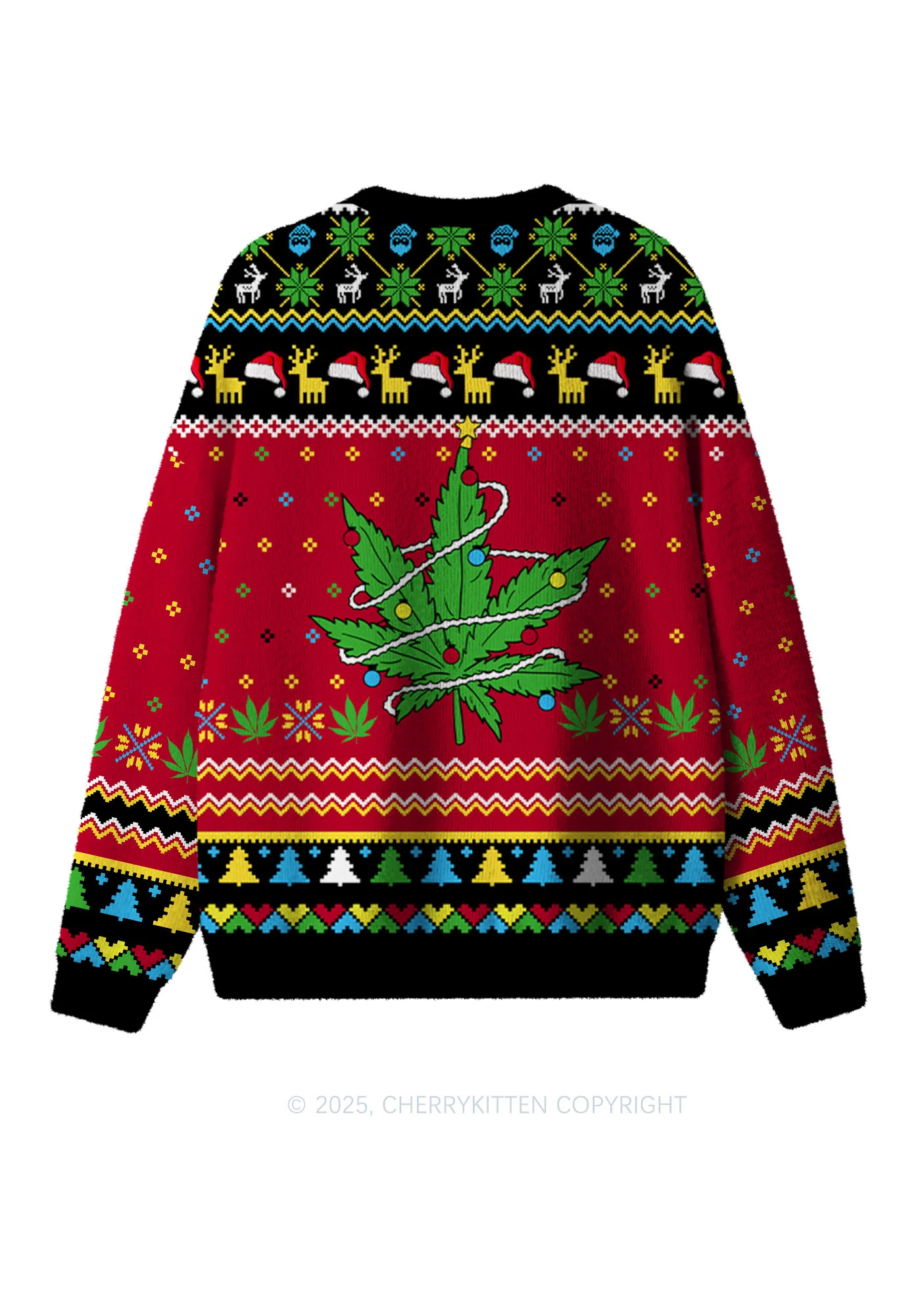I Be High Y2K Christmas Knit Sweatshirt Cherrykitten - Image 2