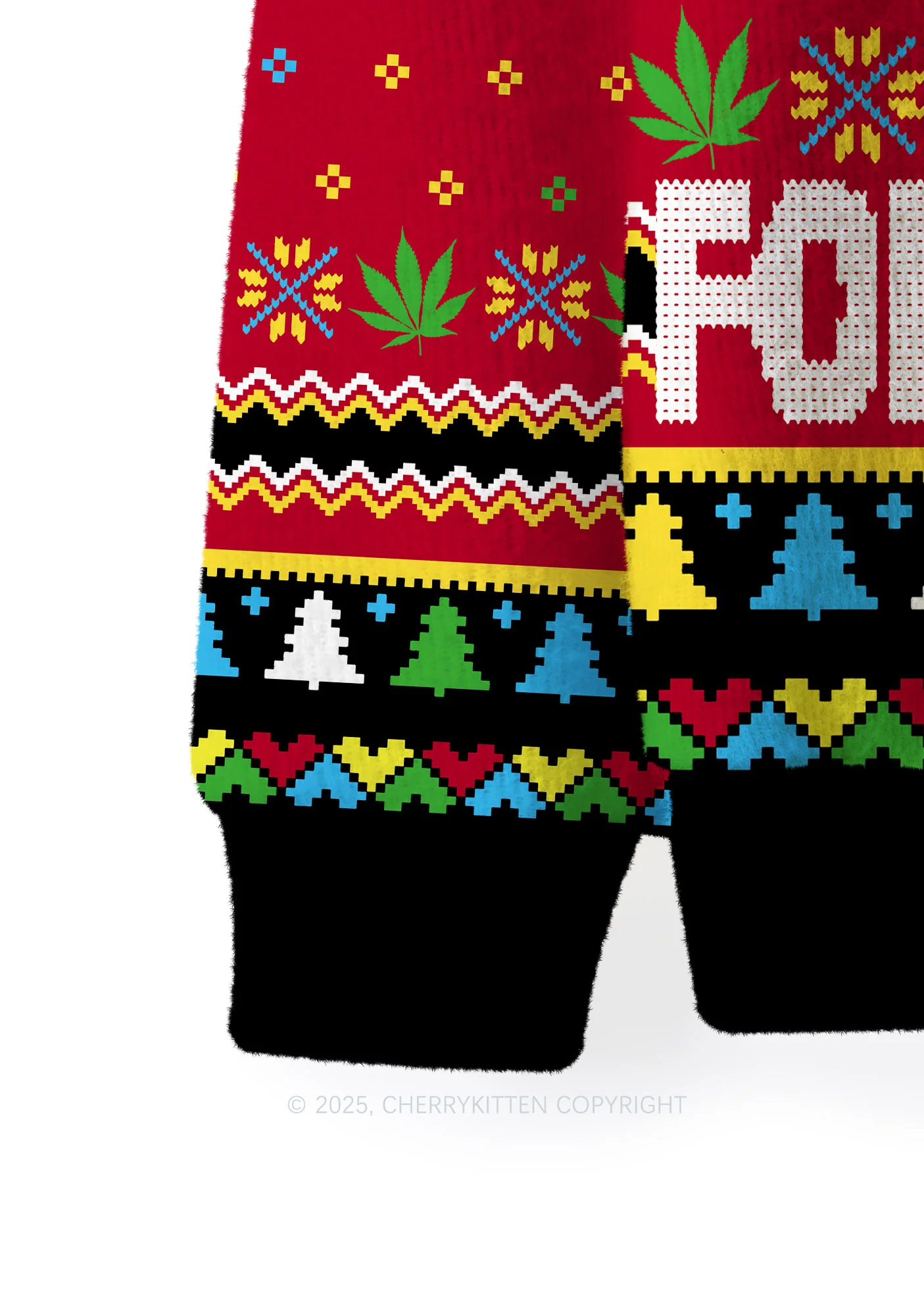 I Be High Y2K Christmas Knit Sweatshirt Cherrykitten - Image 3