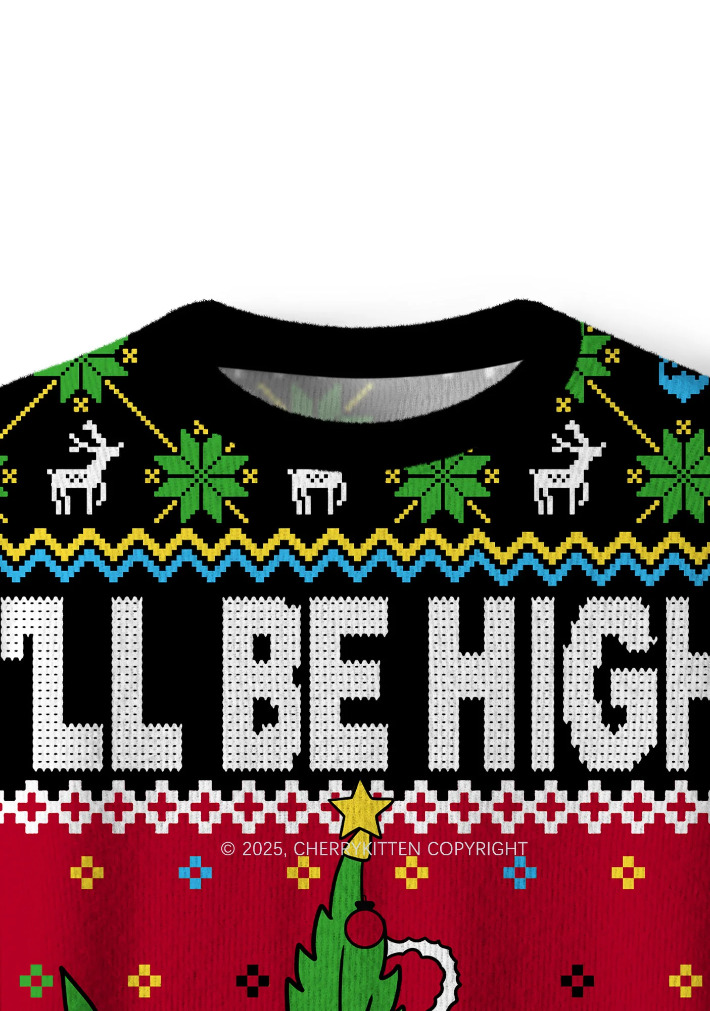 I Be High Y2K Christmas Knit Sweatshirt Cherrykitten - Image 4