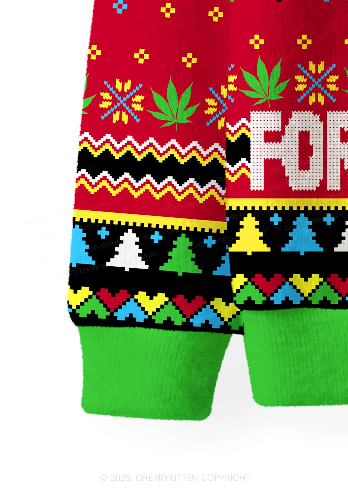 I Be High Y2K Christmas Cardigan Knit Sweatshirt Cherrykitten - Image 4