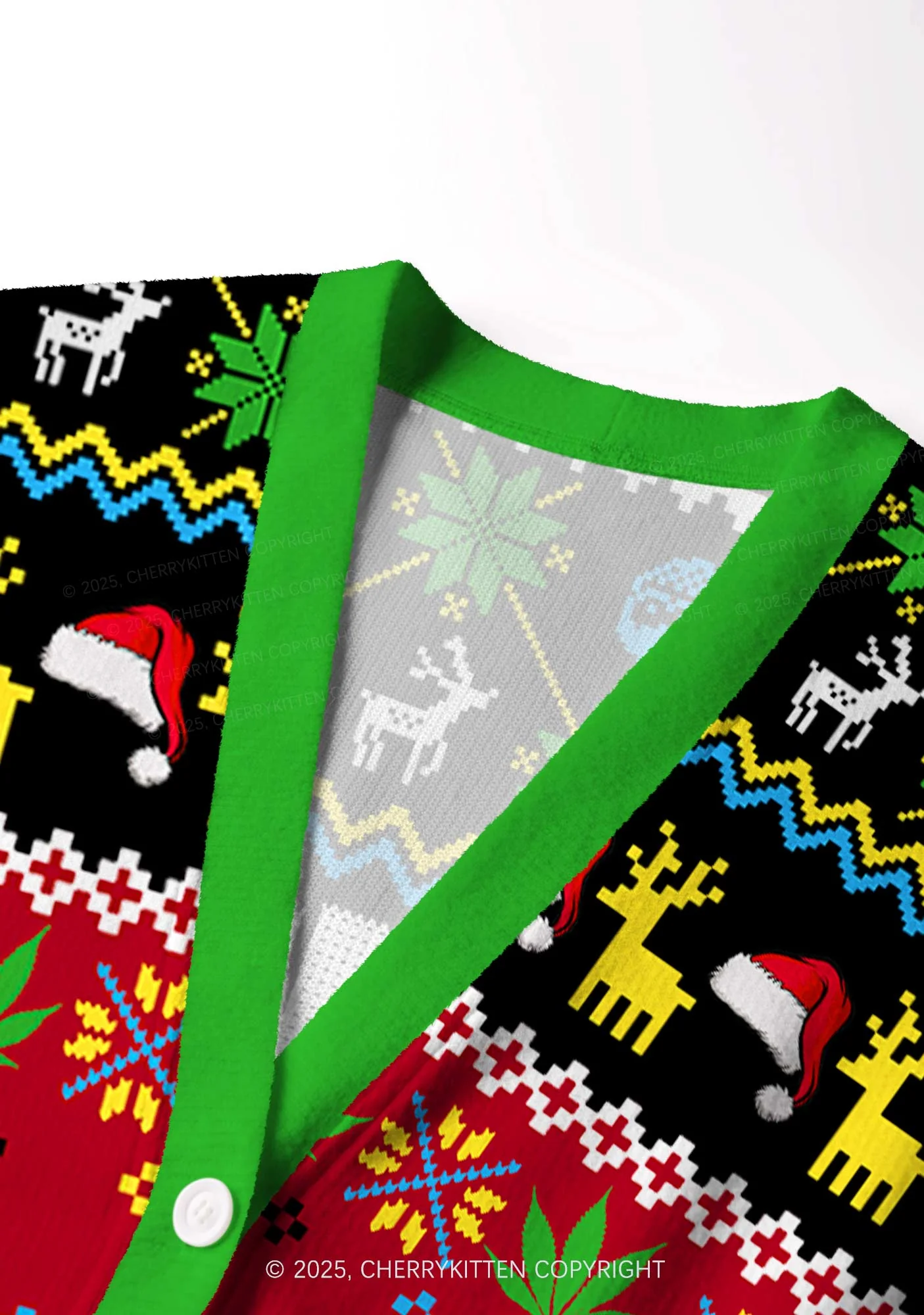 I Be High Y2K Christmas Cardigan Knit Sweatshirt Cherrykitten - Image 5