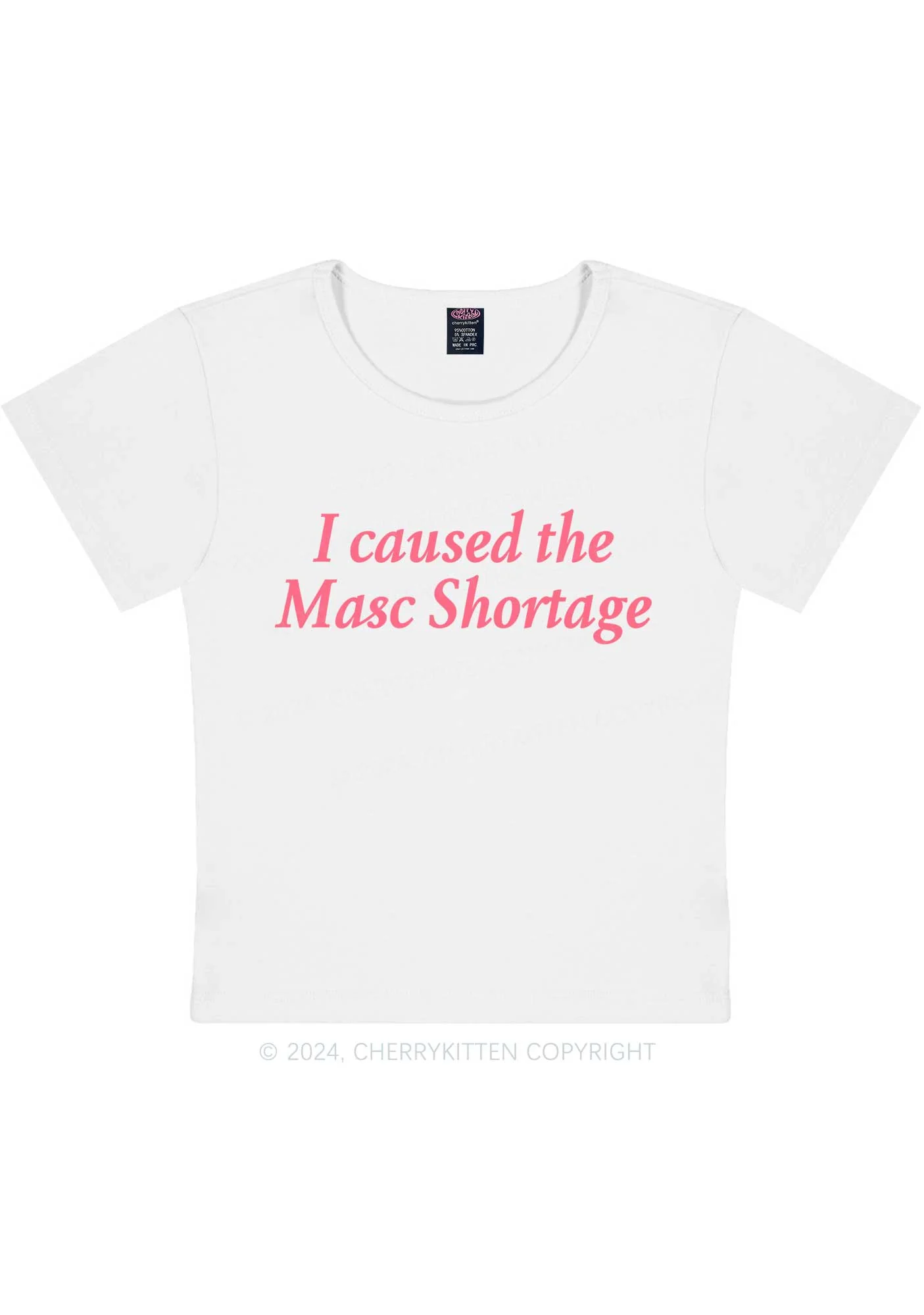 I Caused The Masc Shortage Y2K Baby Tee Cherrykitten - Image 4