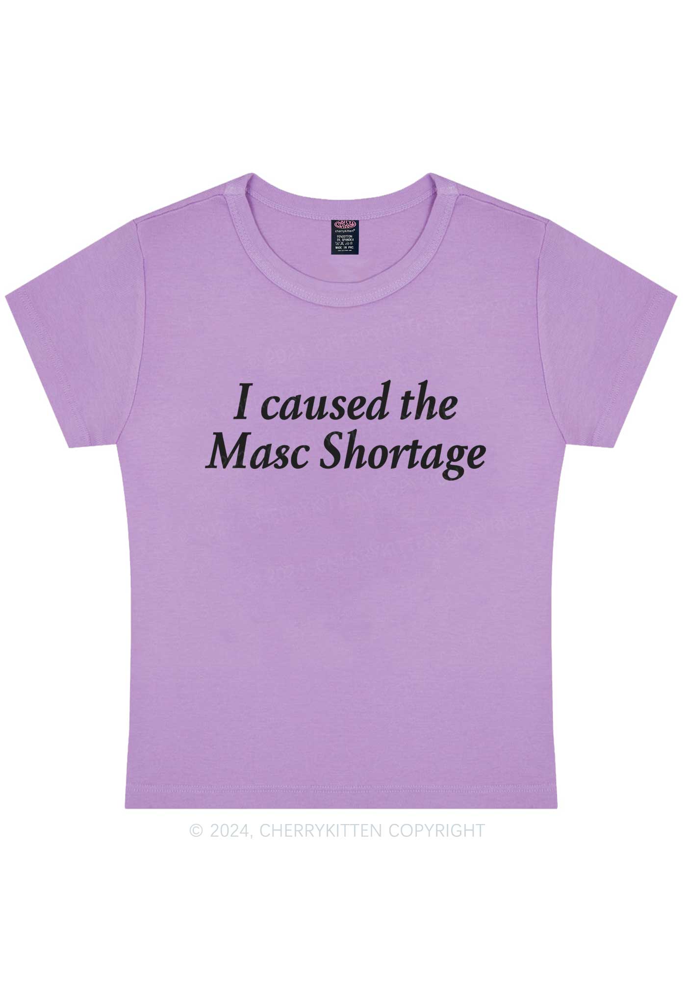 I Caused The Masc Shortage Y2K Baby Tee Cherrykitten - Image 6