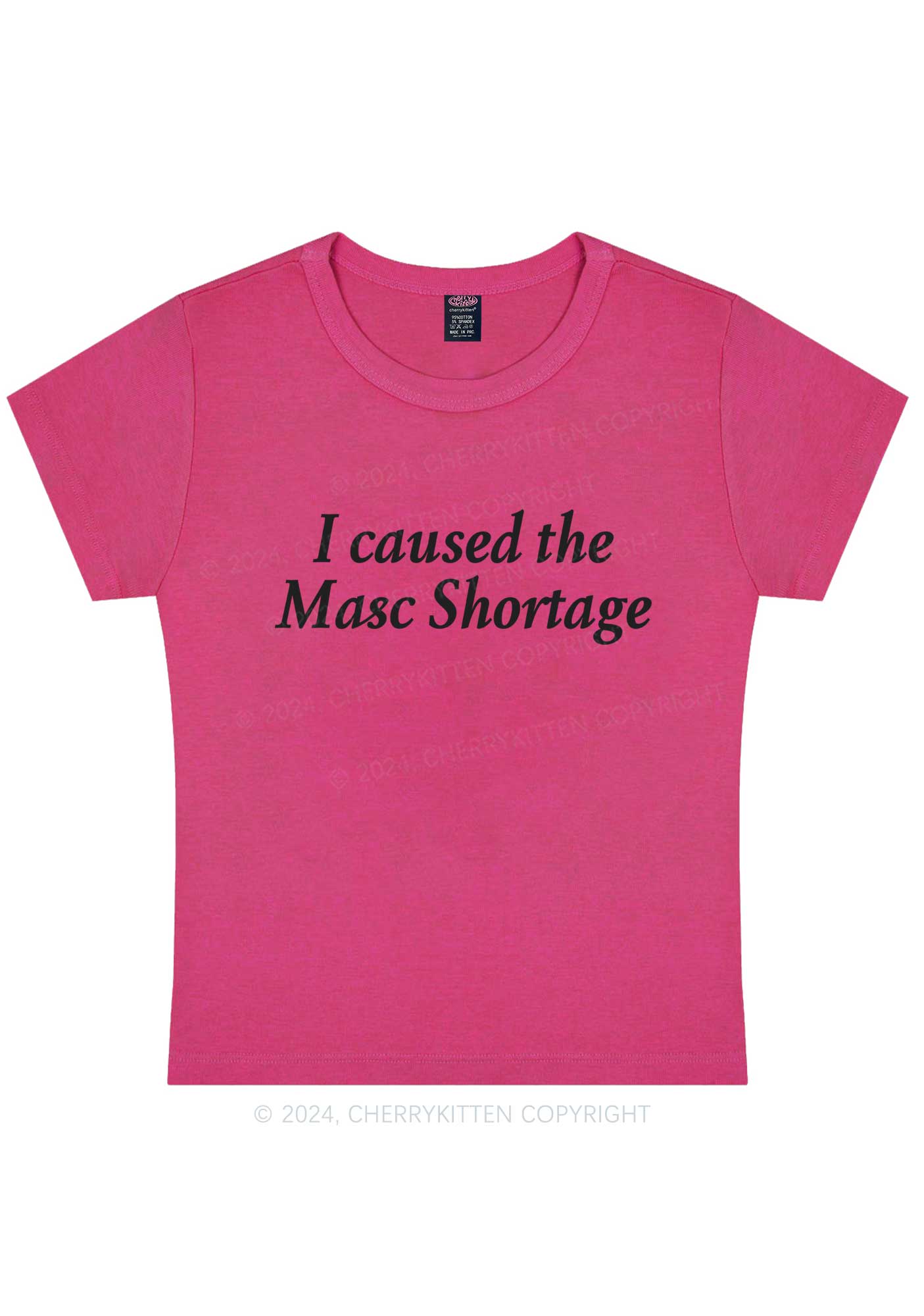 I Caused The Masc Shortage Y2K Baby Tee Cherrykitten - Image 7