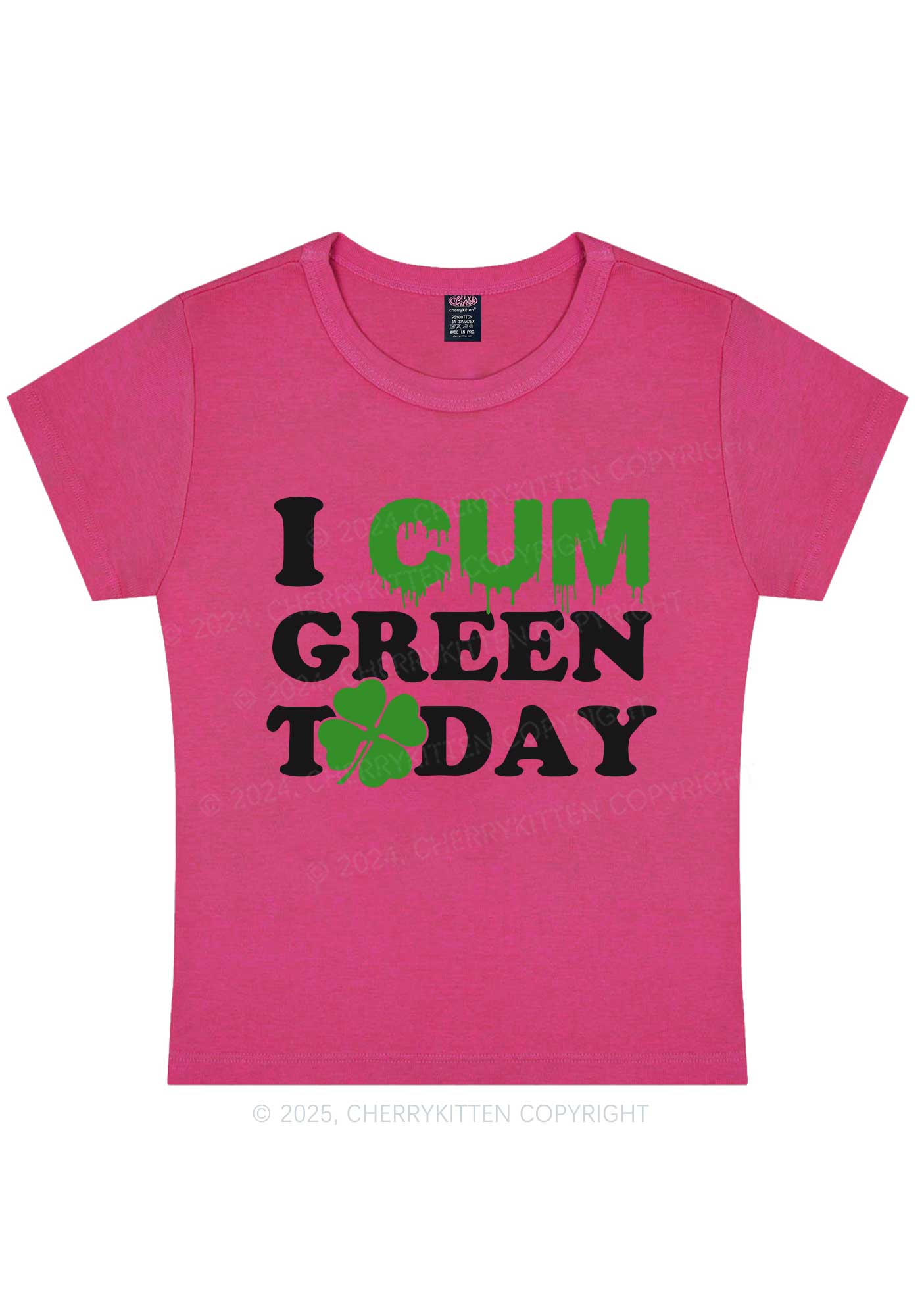 I Cxm Green Today St Patricks Y2K Baby Tee Cherrykitten - Image 10