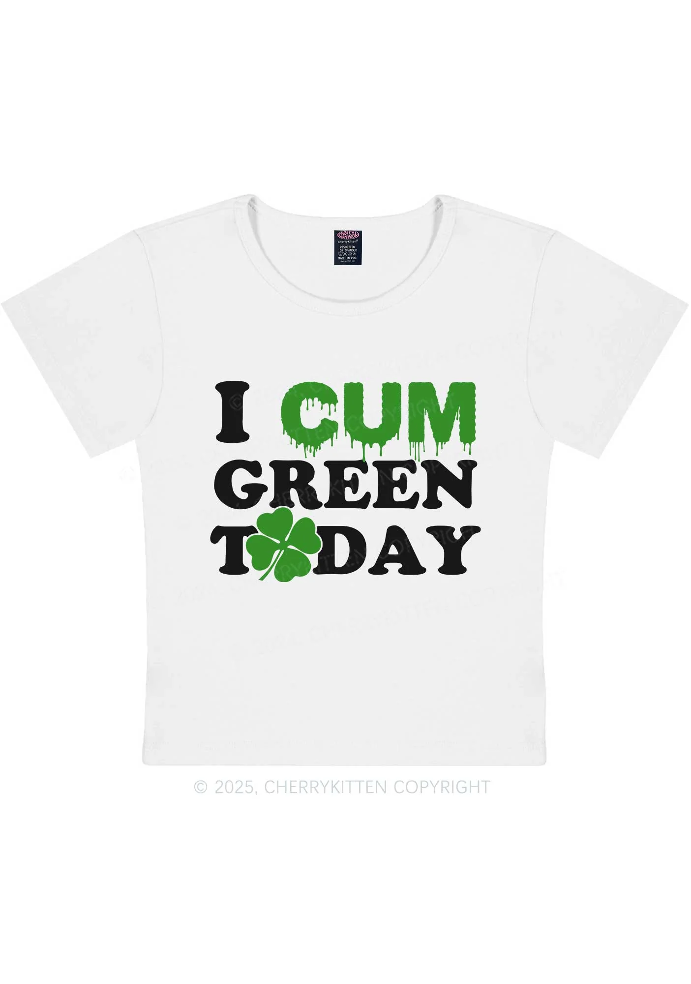 I Cxm Green Today St Patricks Y2K Baby Tee Cherrykitten - Image 3