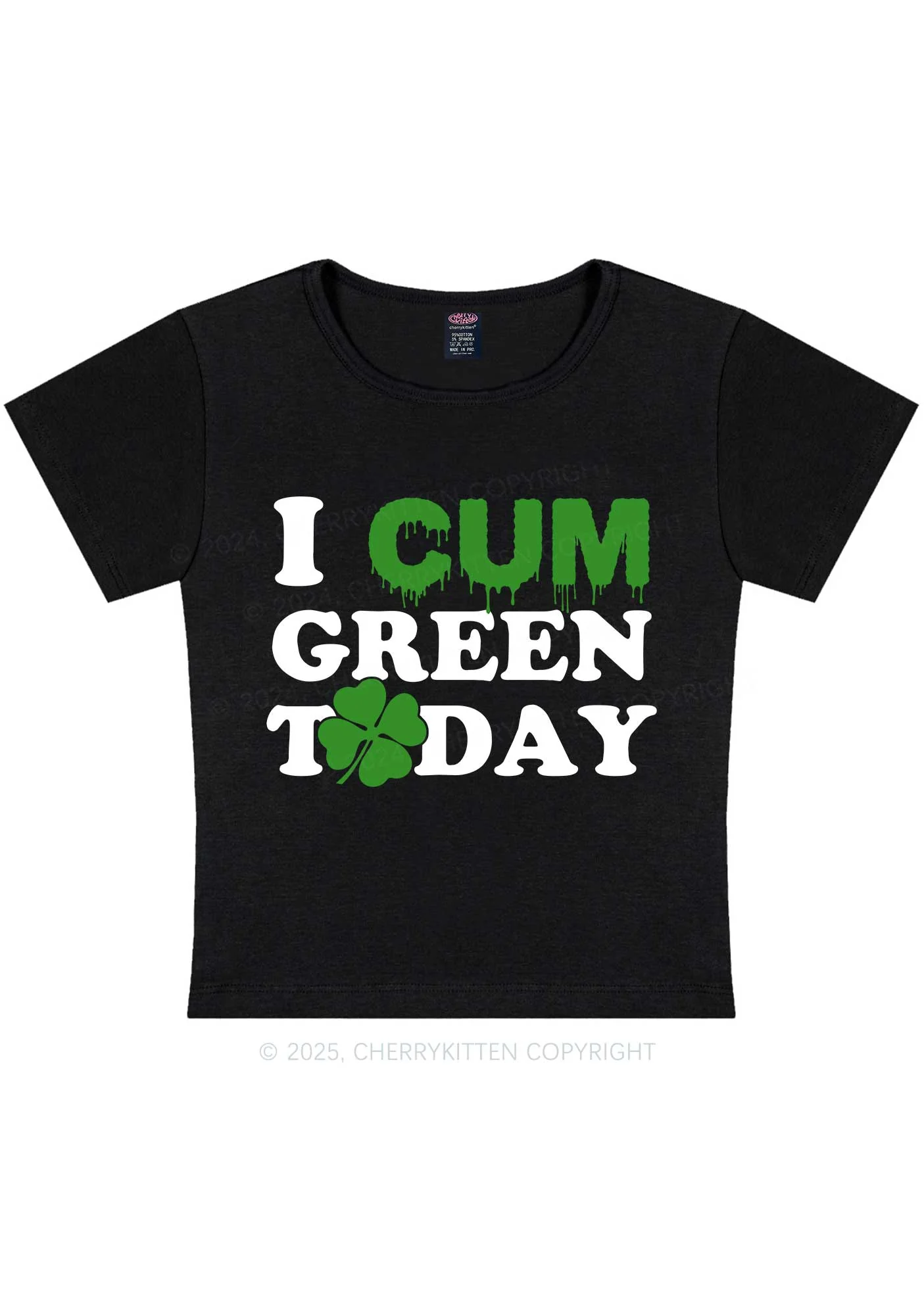 I Cxm Green Today St Patricks Y2K Baby Tee Cherrykitten - Image 4