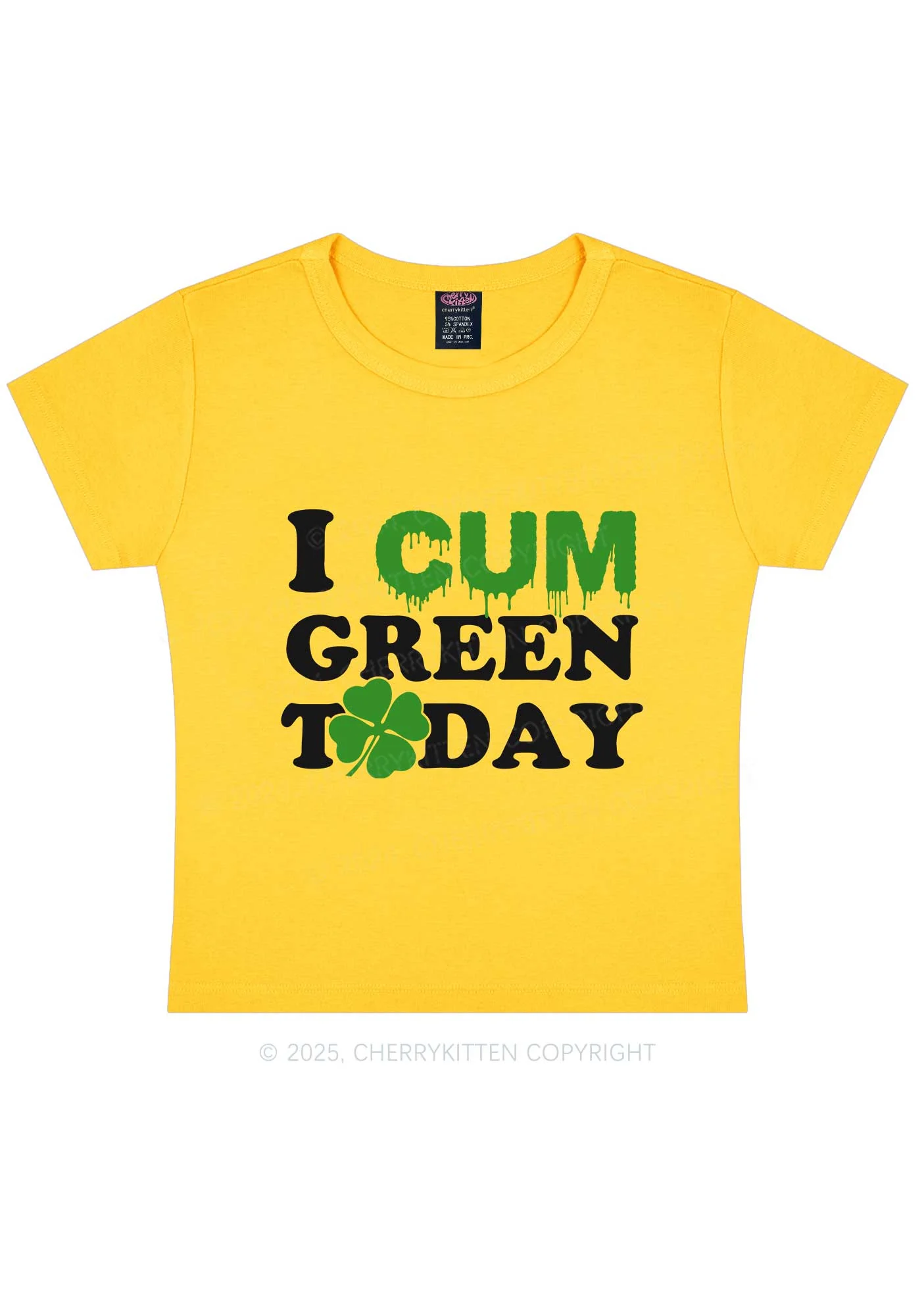 I Cxm Green Today St Patricks Y2K Baby Tee Cherrykitten - Image 5