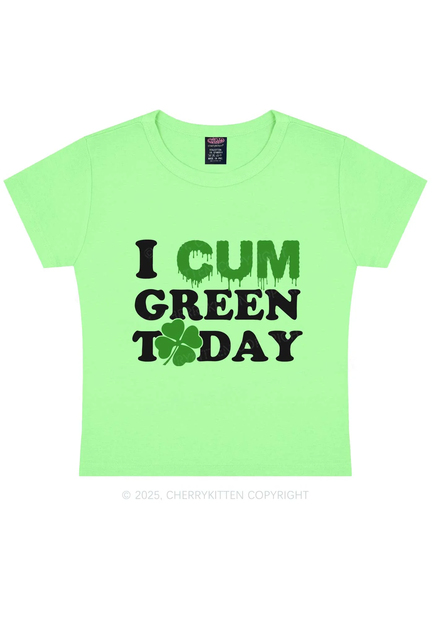 I Cxm Green Today St Patricks Y2K Baby Tee Cherrykitten - Image 6