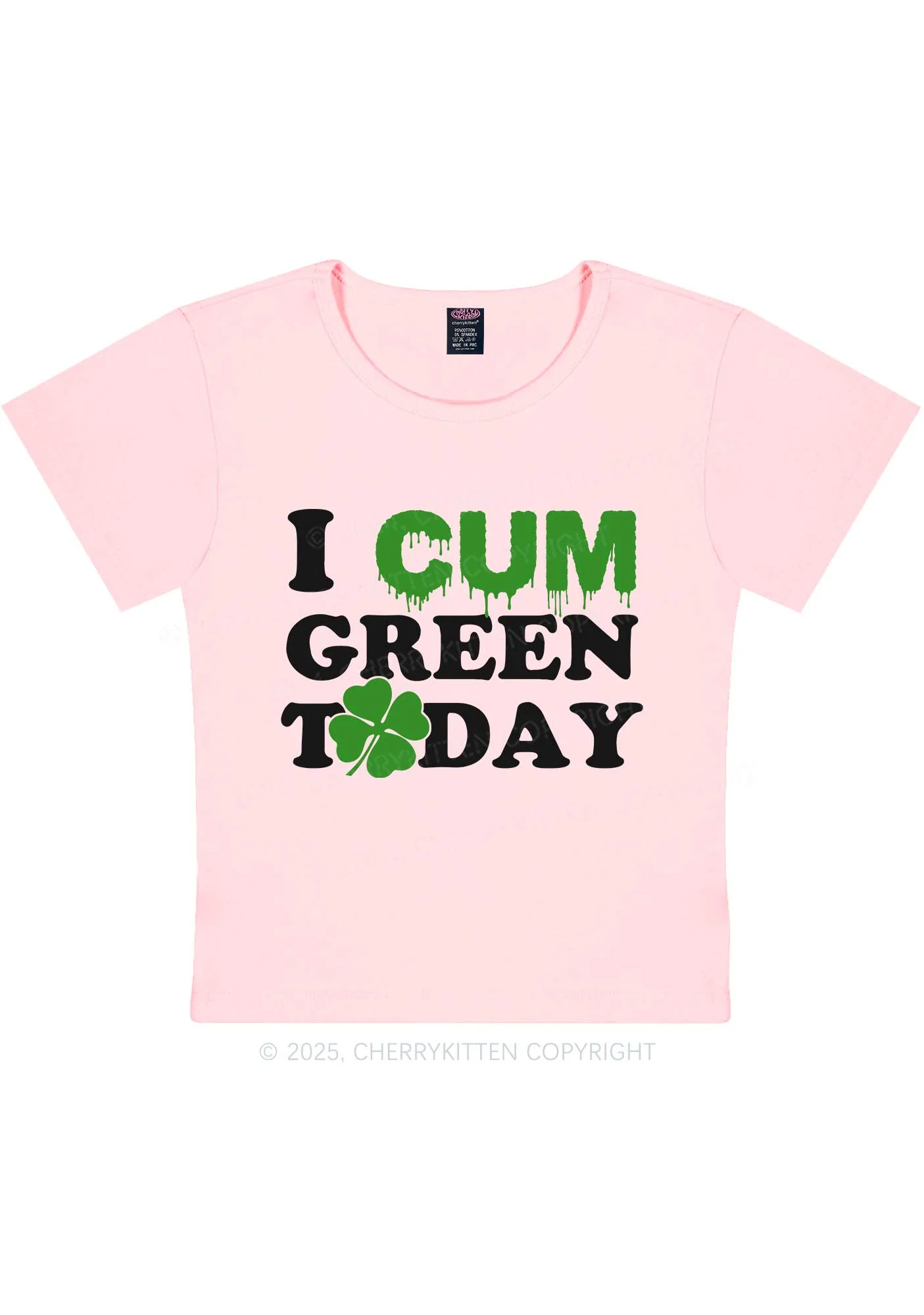 I Cxm Green Today St Patricks Y2K Baby Tee Cherrykitten - Image 7