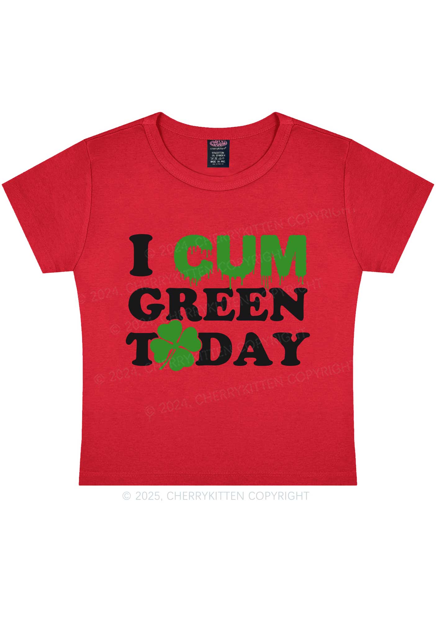 I Cxm Green Today St Patricks Y2K Baby Tee Cherrykitten - Image 8