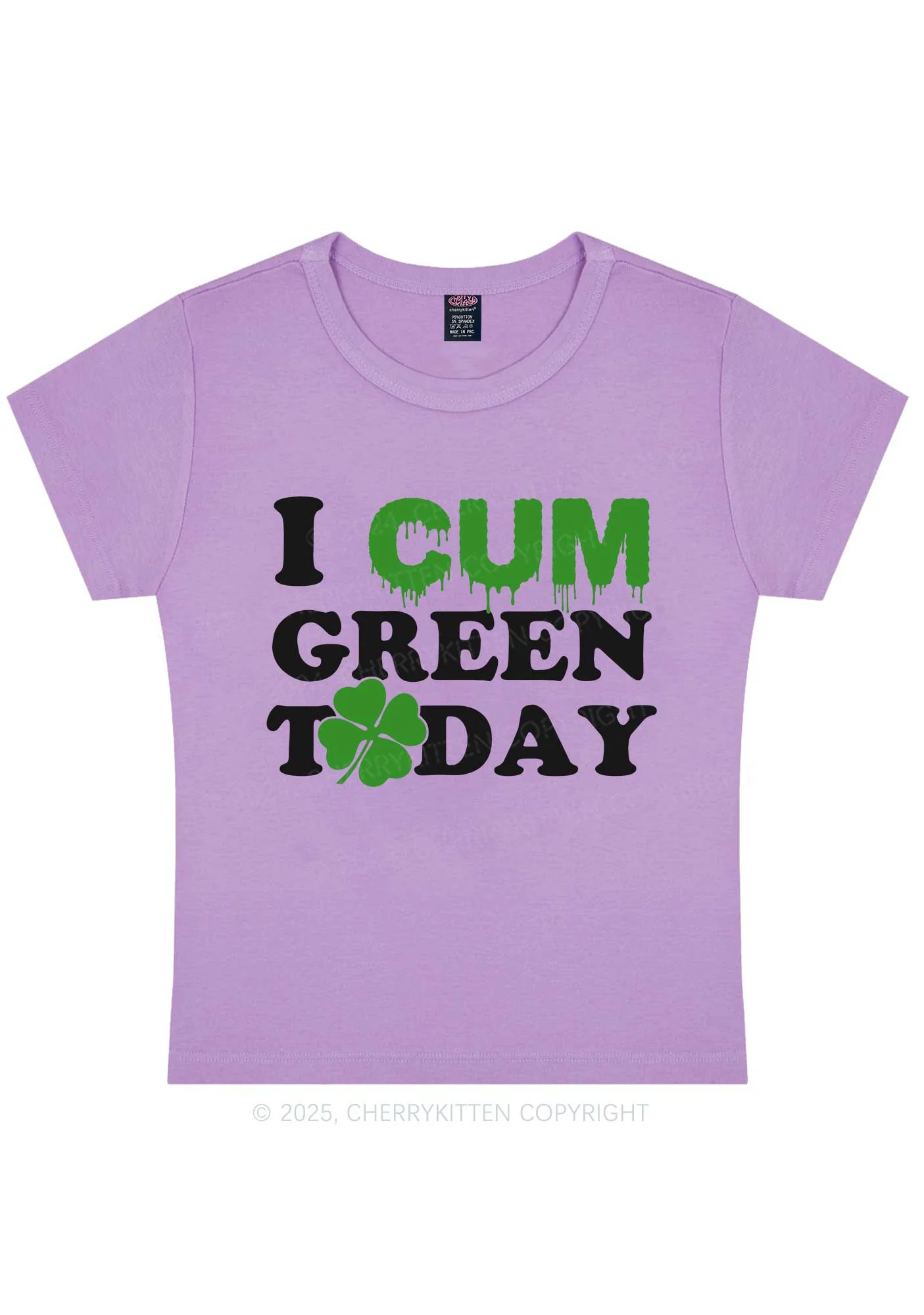 I Cxm Green Today St Patricks Y2K Baby Tee Cherrykitten - Image 9