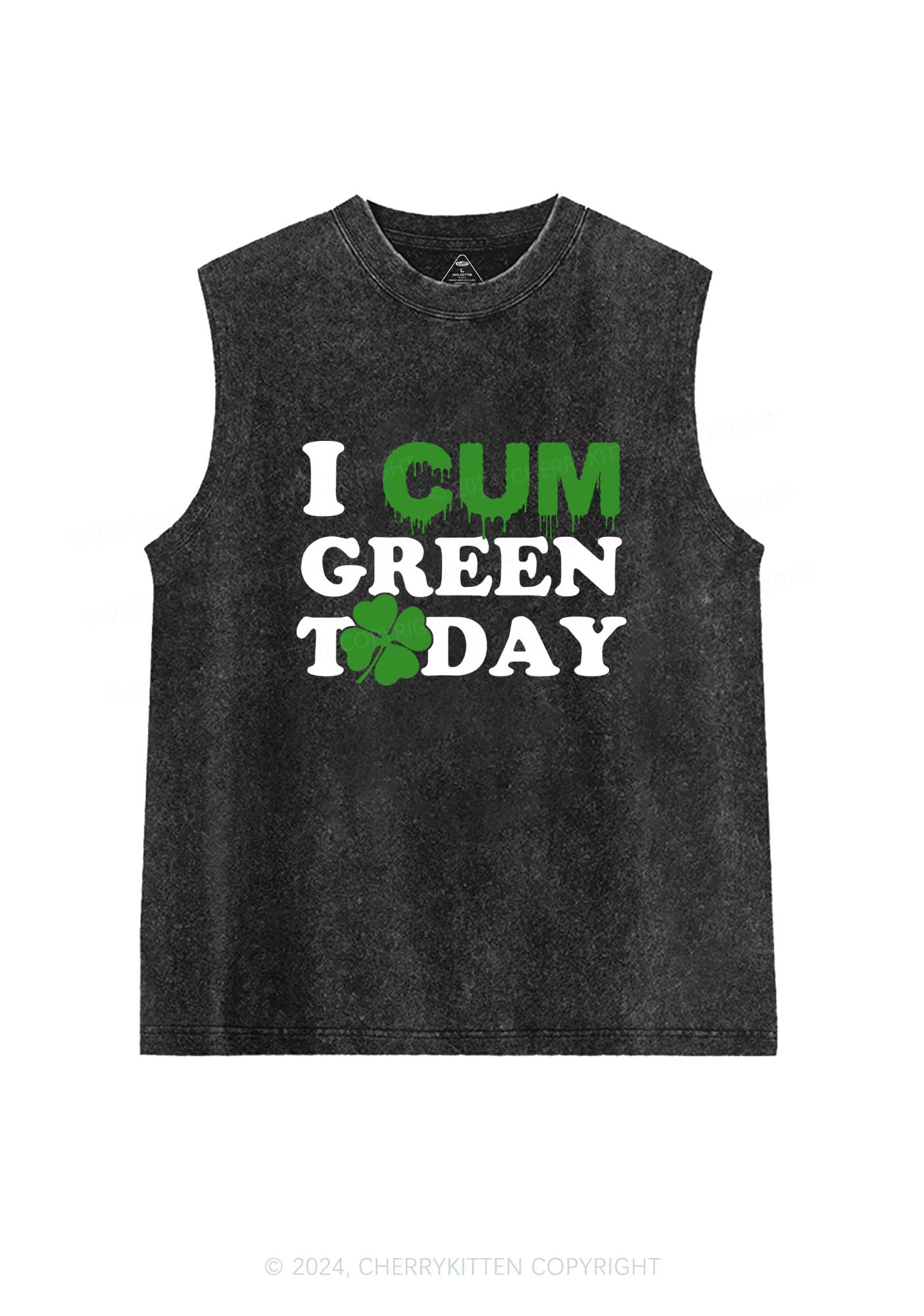 I Cxm Green Today St Patricks Y2K Washed Tank Cherrykitten - Image 3