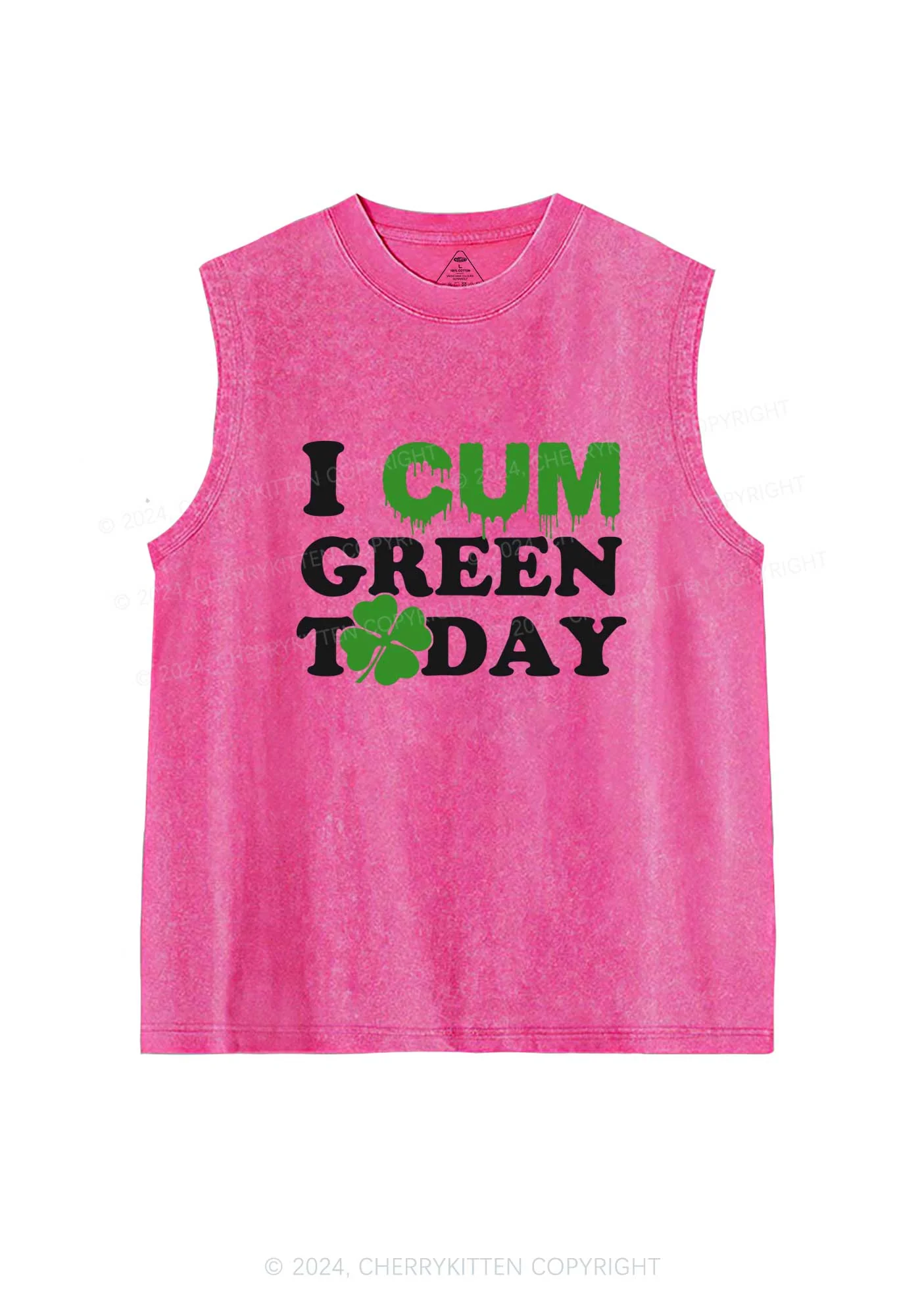 I Cxm Green Today St Patricks Y2K Washed Tank Cherrykitten - Image 4