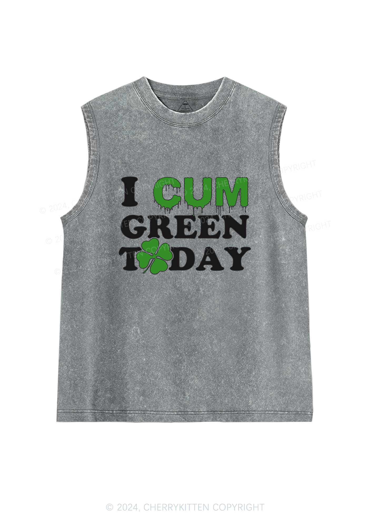 I Cxm Green Today St Patricks Y2K Washed Tank Cherrykitten - Image 5