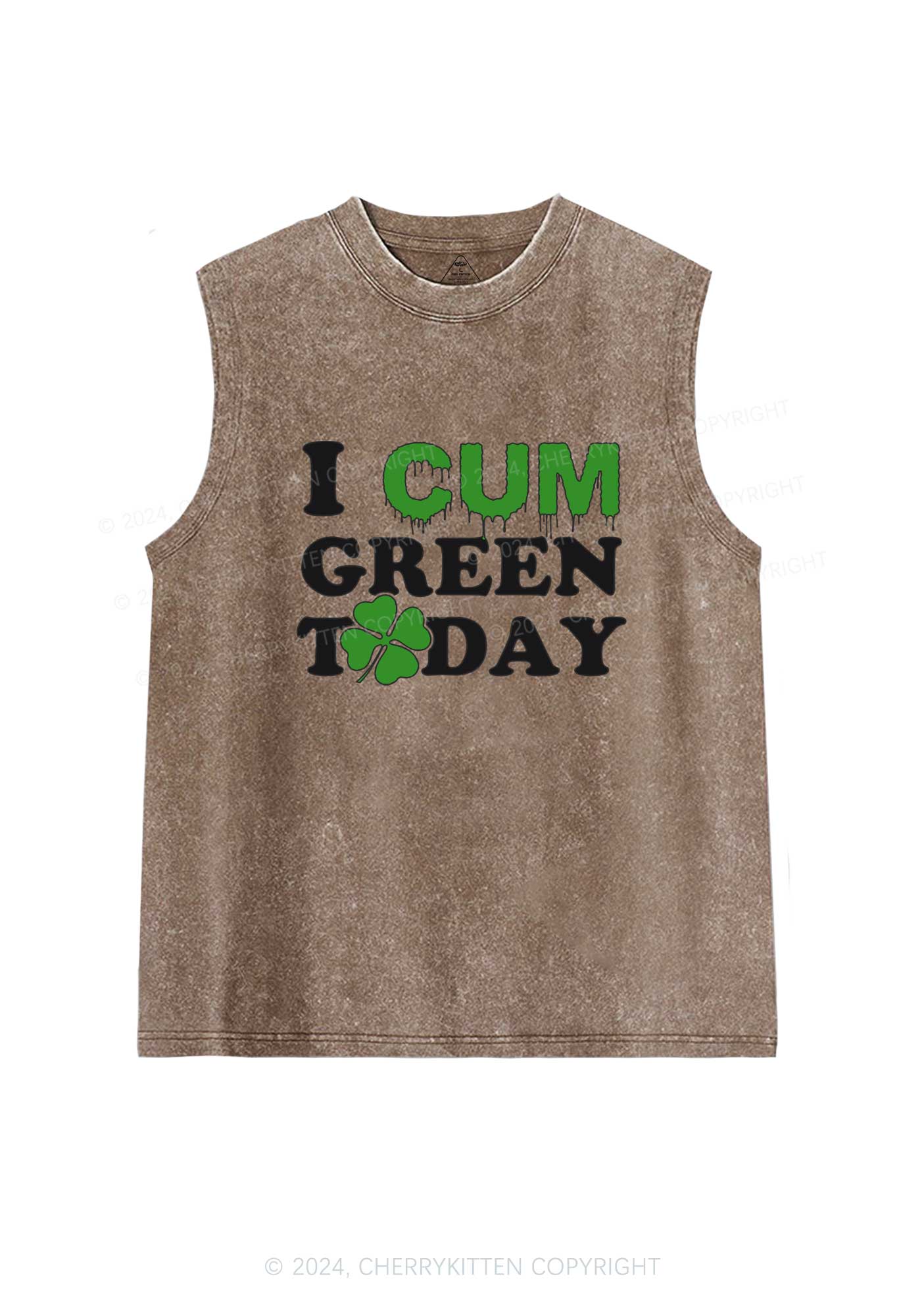 I Cxm Green Today St Patricks Y2K Washed Tank Cherrykitten - Image 6