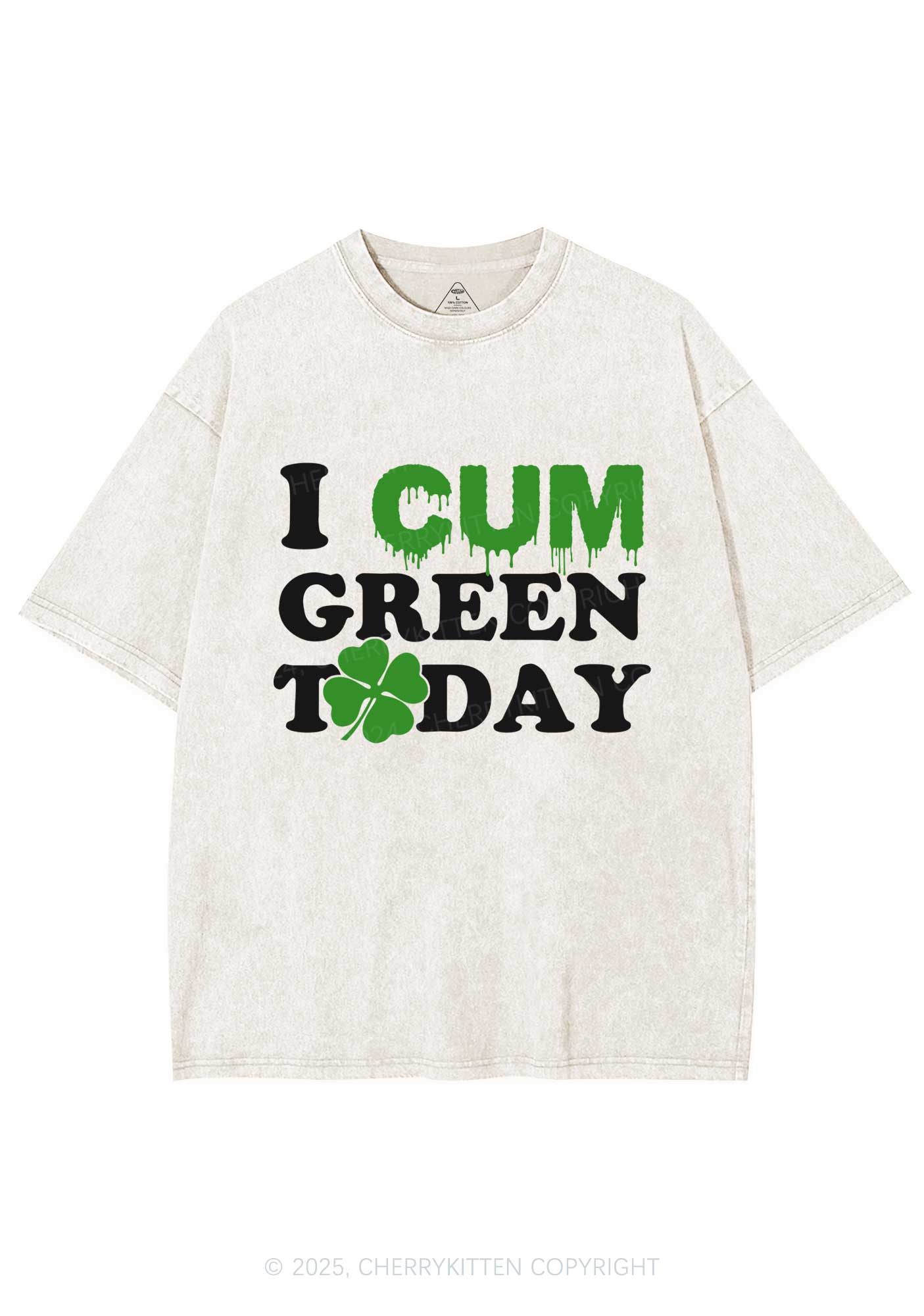 I Cxm Green Today St Patricks Y2K Washed Tee Cherrykitten - Image 4