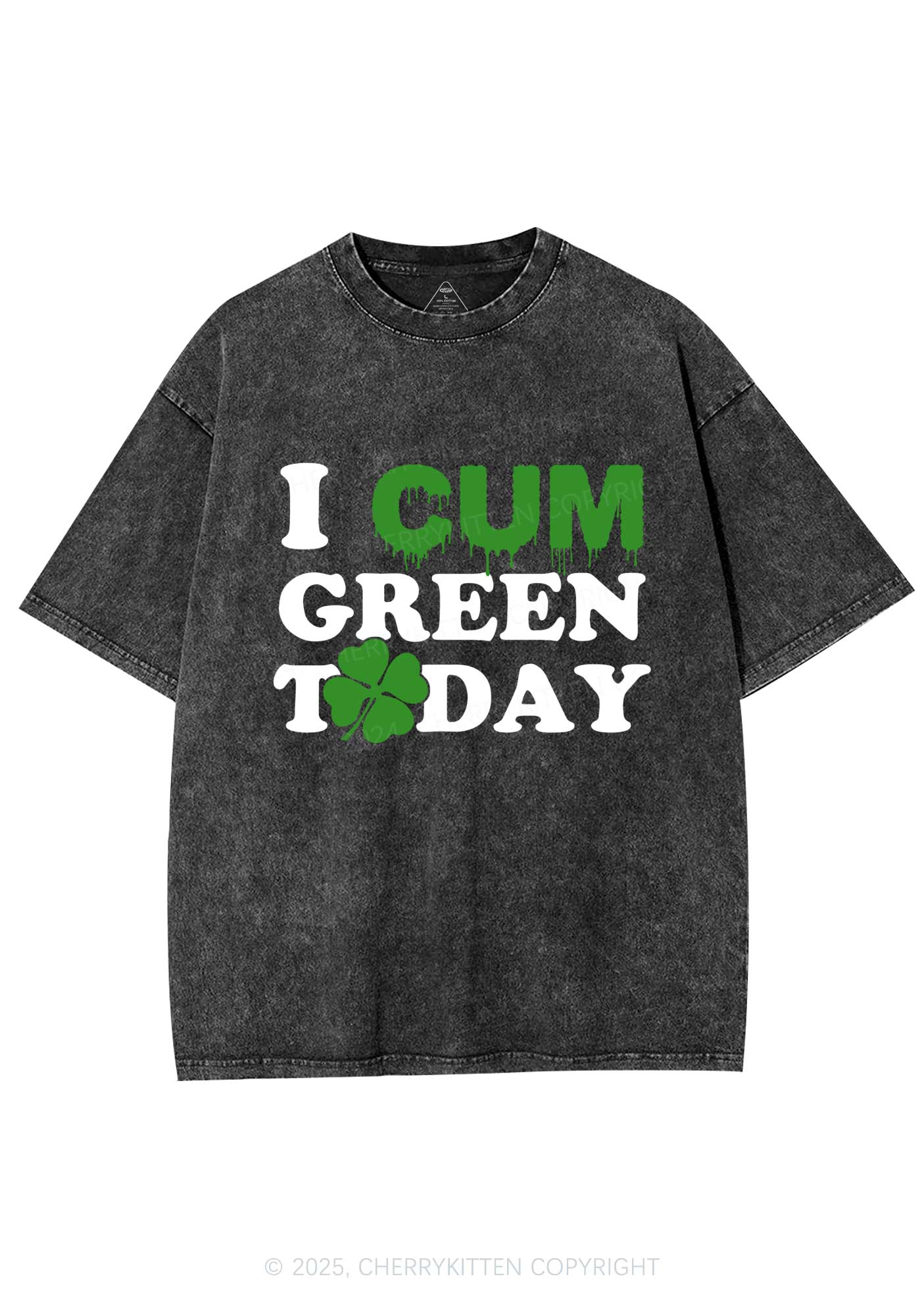 I Cxm Green Today St Patricks Y2K Washed Tee Cherrykitten - Image 5
