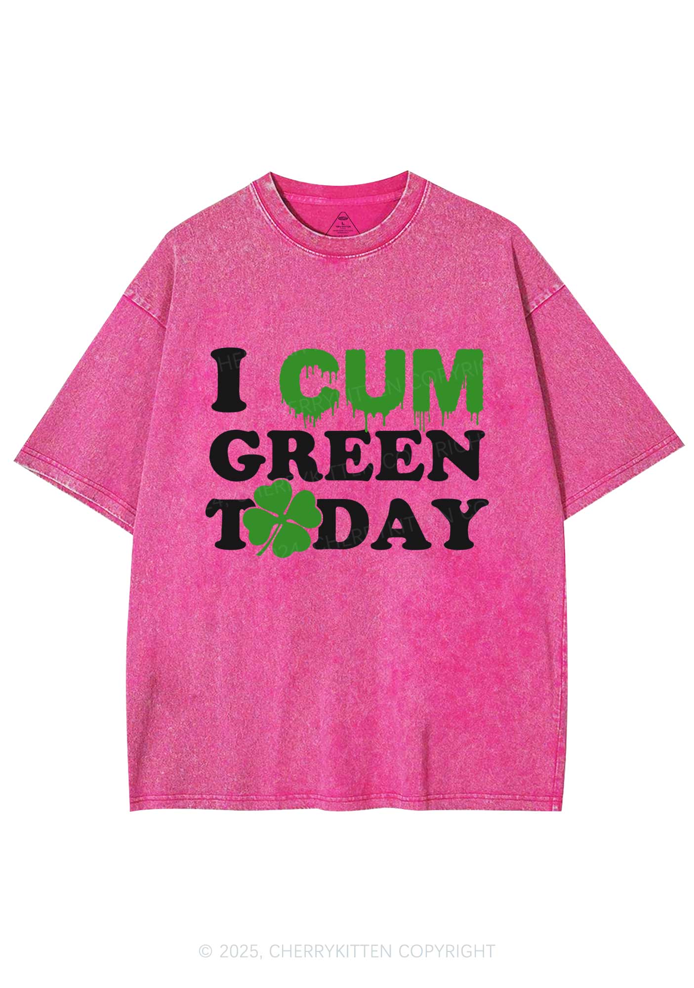 I Cxm Green Today St Patricks Y2K Washed Tee Cherrykitten - Image 6