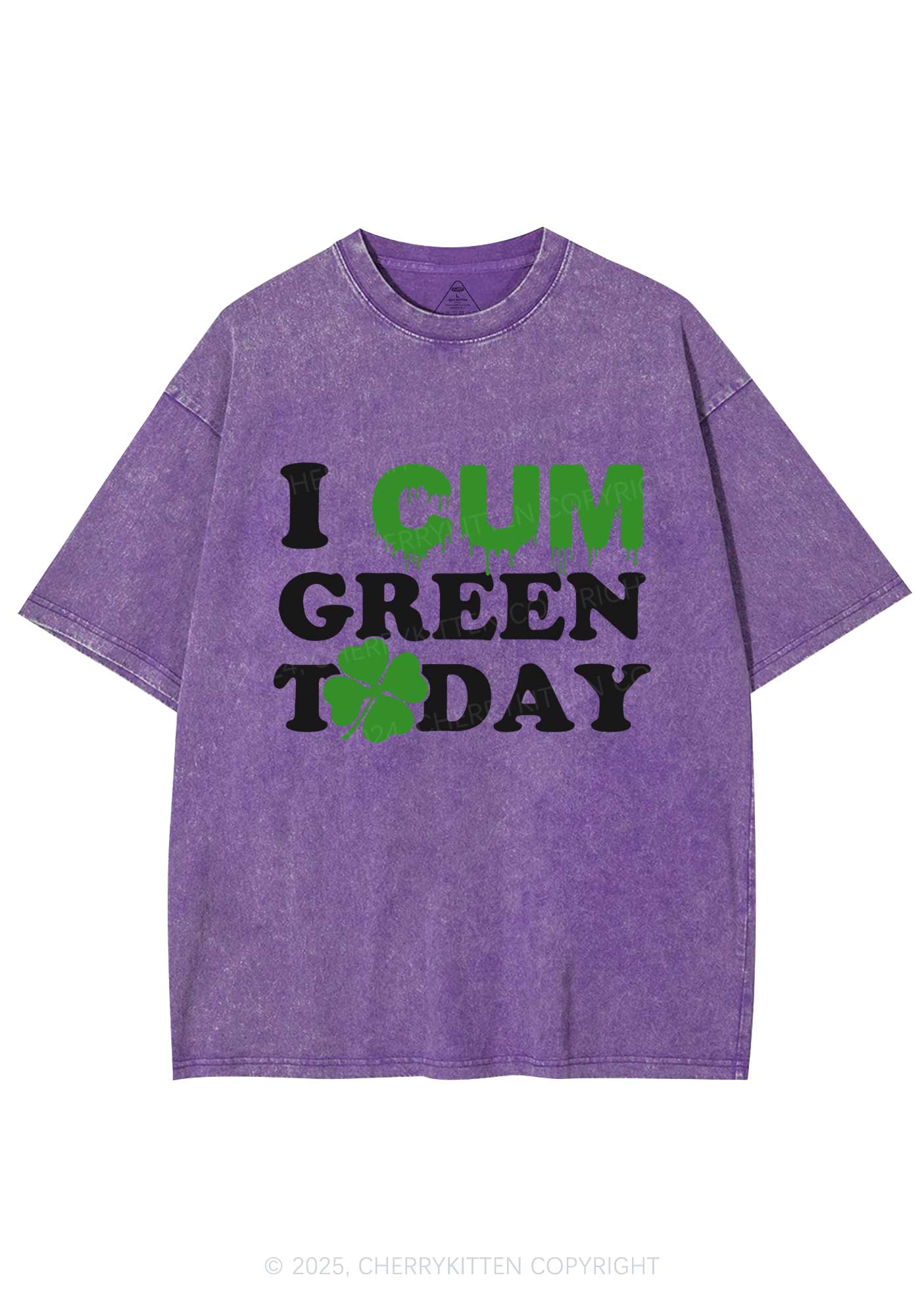 I Cxm Green Today St Patricks Y2K Washed Tee Cherrykitten - Image 7