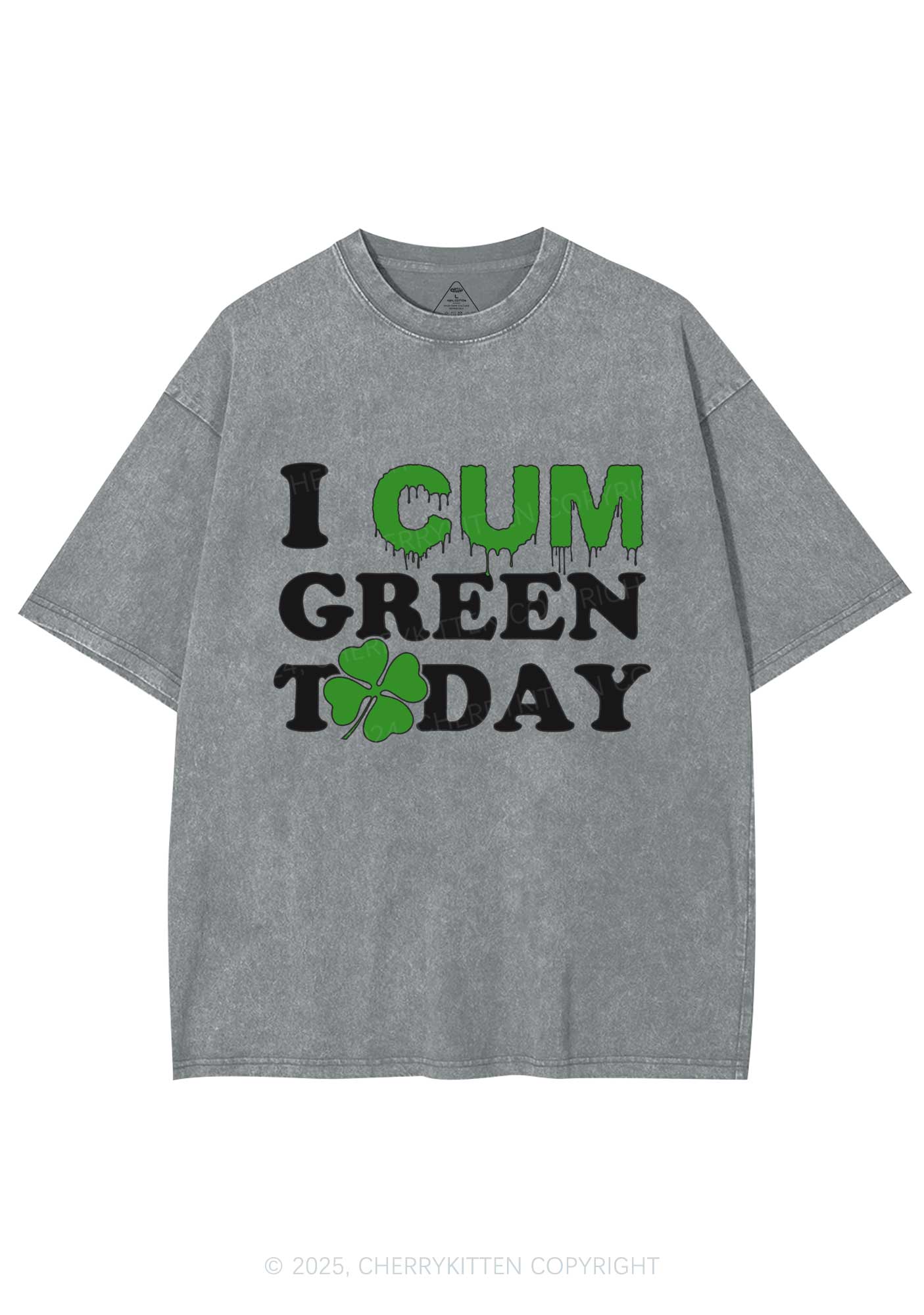 I Cxm Green Today St Patricks Y2K Washed Tee Cherrykitten - Image 8
