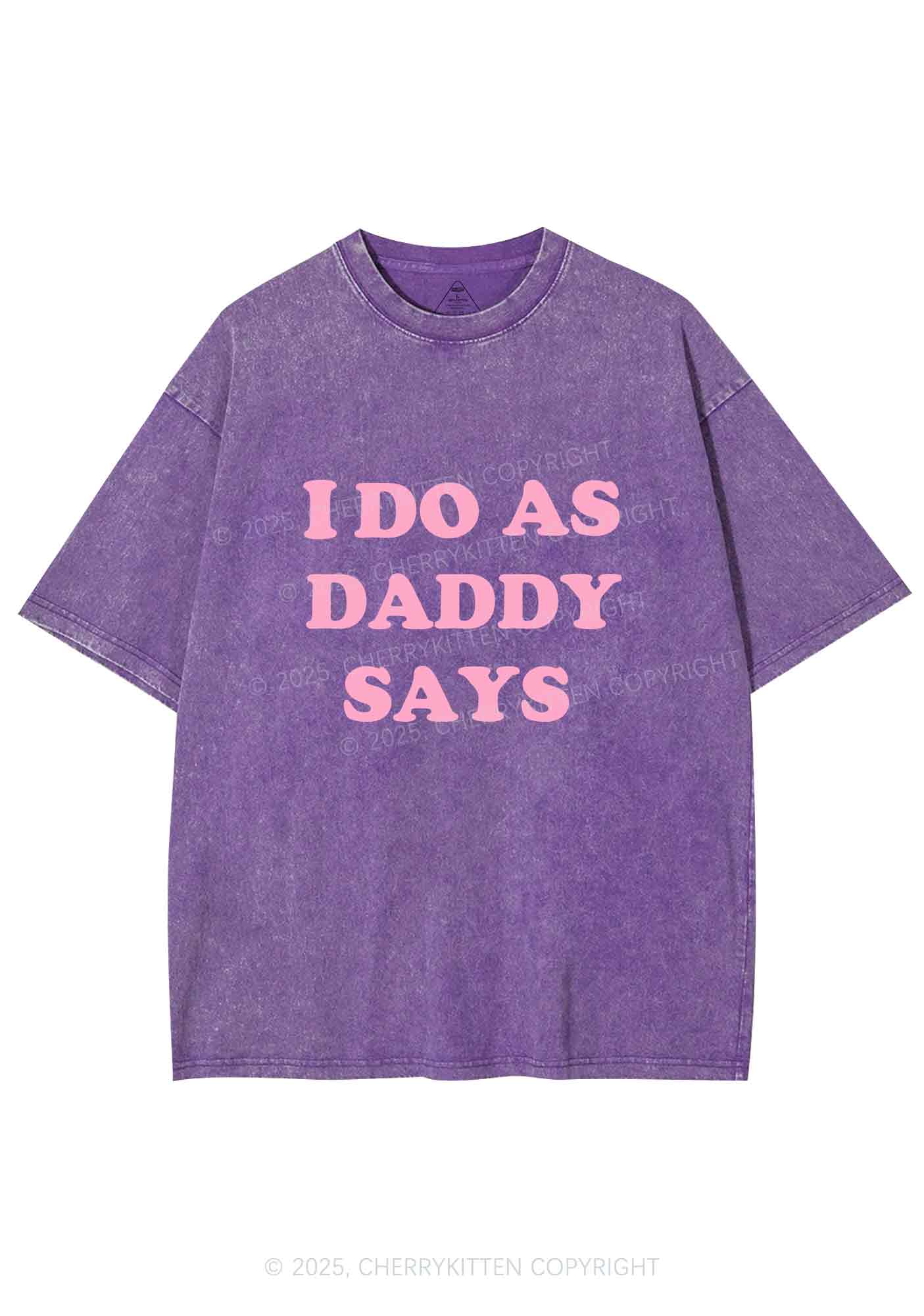 I Do As Daddy Says Y2K Shirts Washed Tee Cherrykitten - Image 5