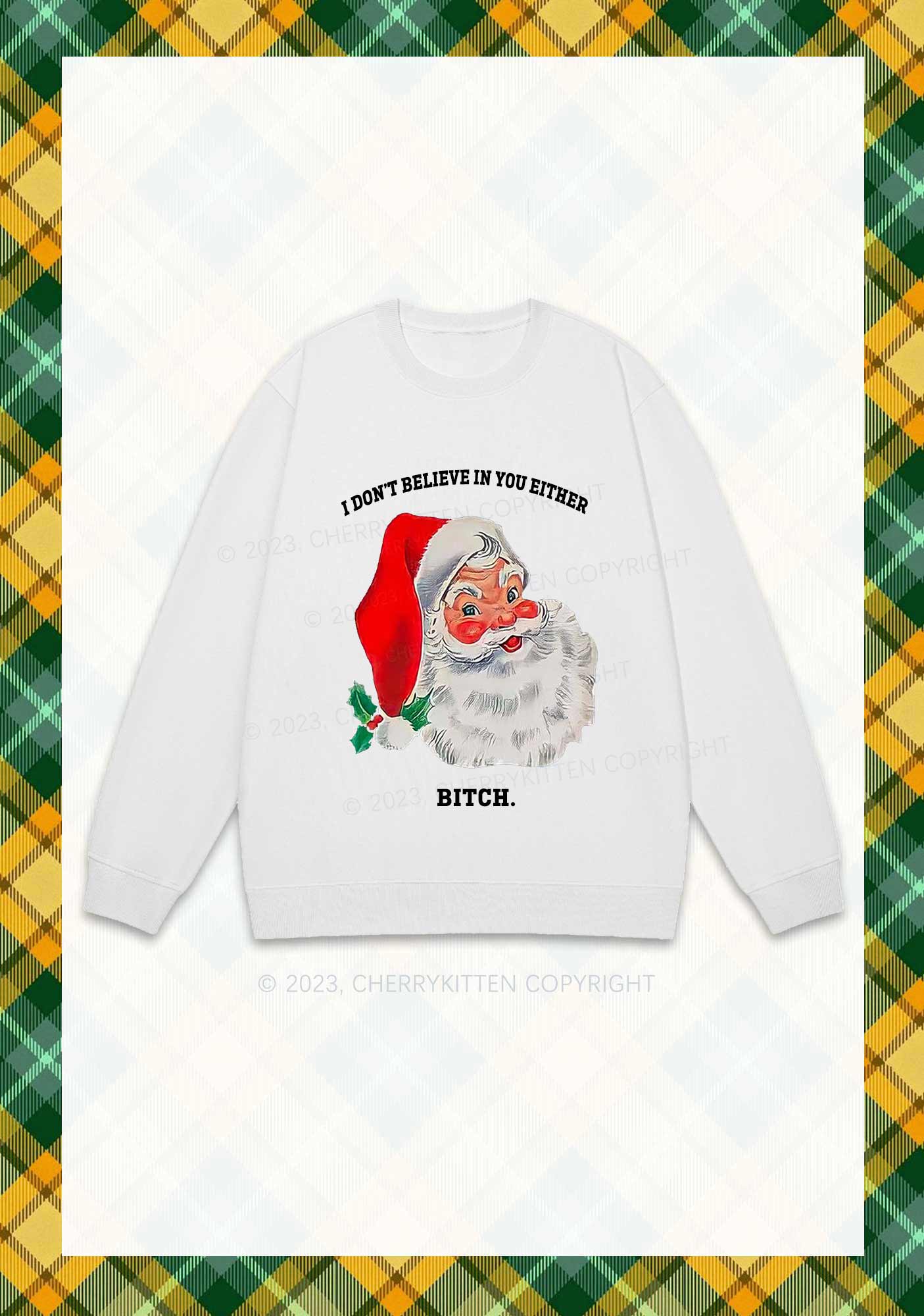 I Don't Believe In You Either Christmas Y2K Sweatshirt Cherrykitten - Image 3