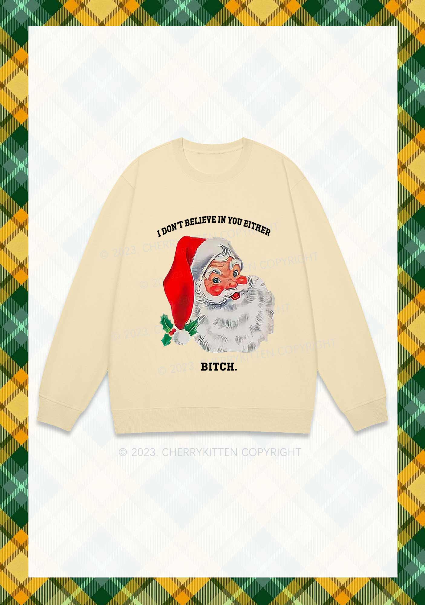 I Don't Believe In You Either Christmas Y2K Sweatshirt Cherrykitten - Image 4