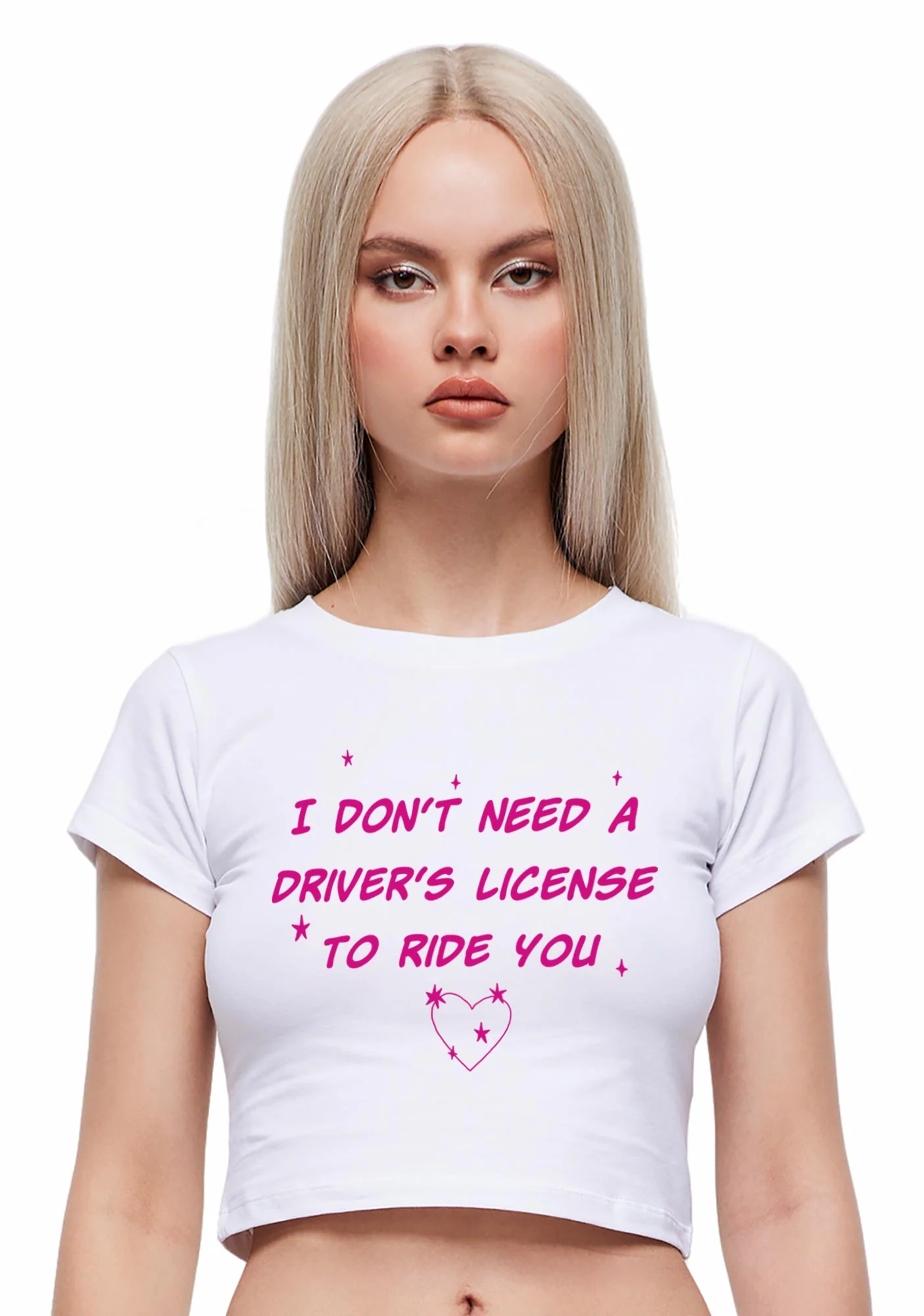 I Dont Need Drivers License Y2K Baby Tee Cherrykitten - Image 2
