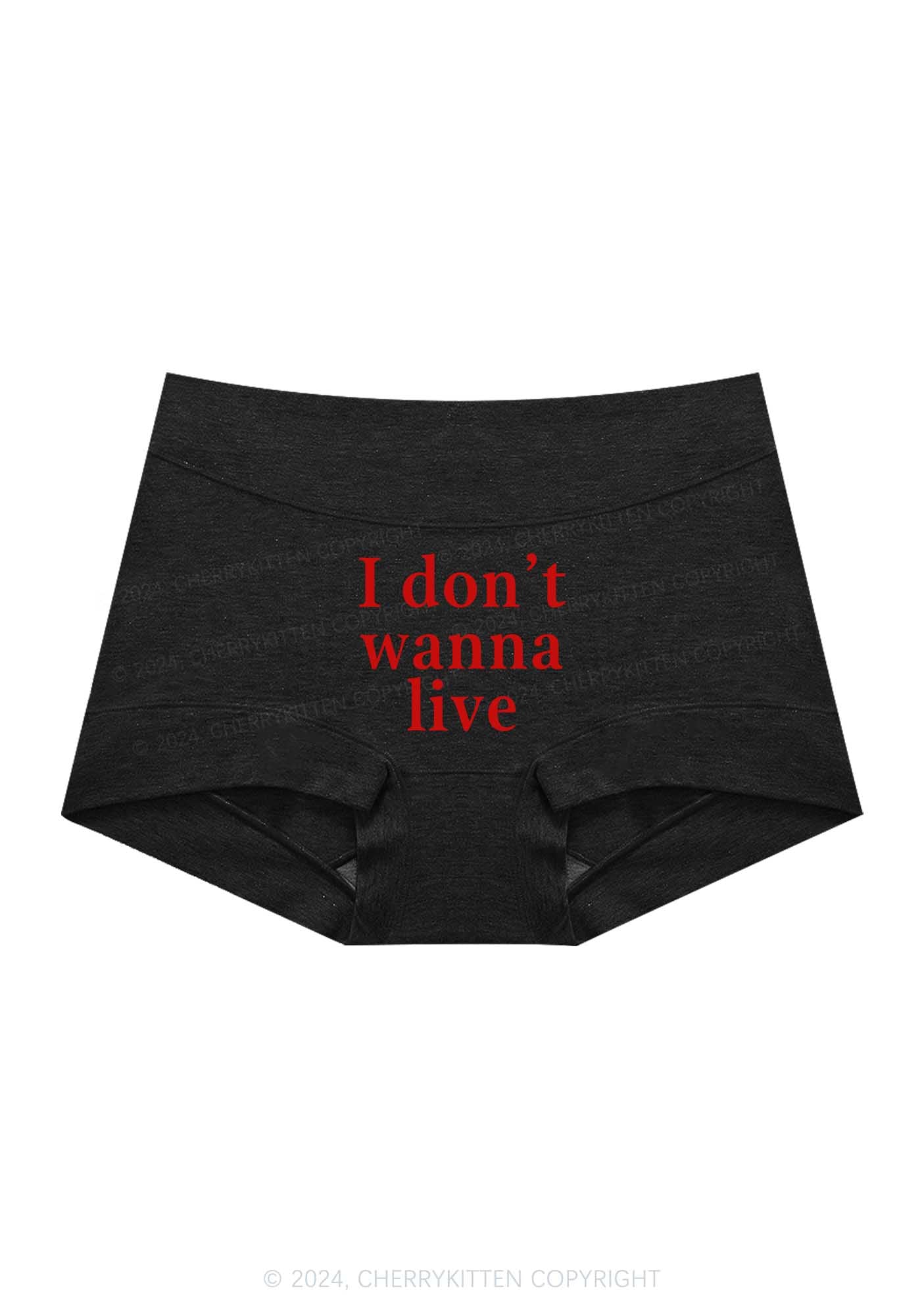I Don't Wanna Live Y2K Mid Rise Waist Boyshort Cherrykitten - Image 6
