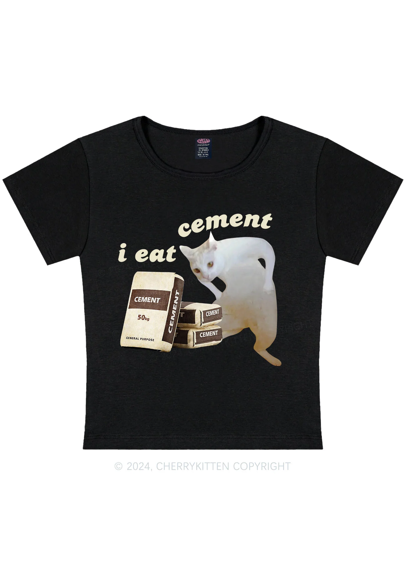 I Eat Cement Y2K Baby Tee Cherrykitten - Image 3