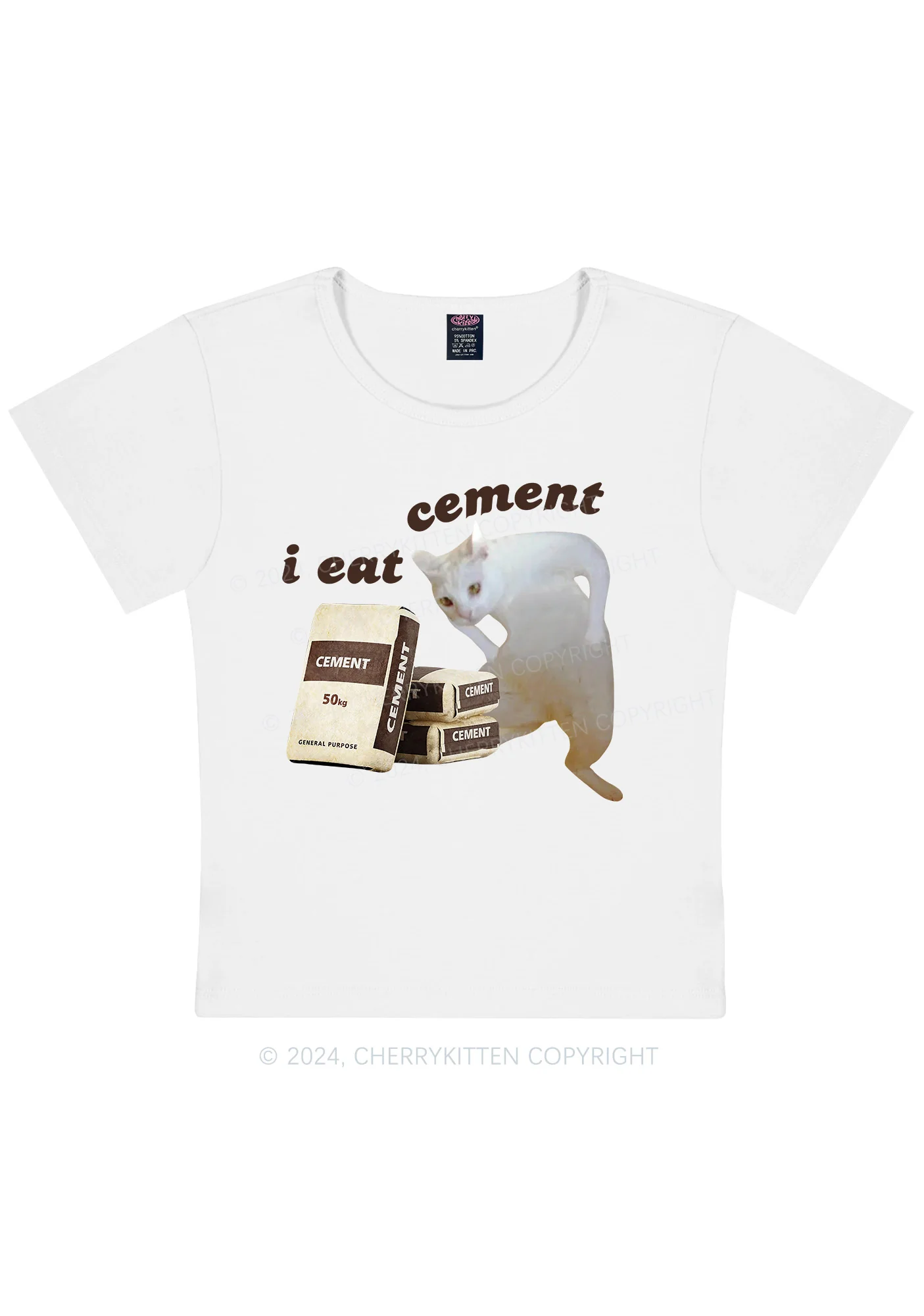 I Eat Cement Y2K Baby Tee Cherrykitten - Image 4