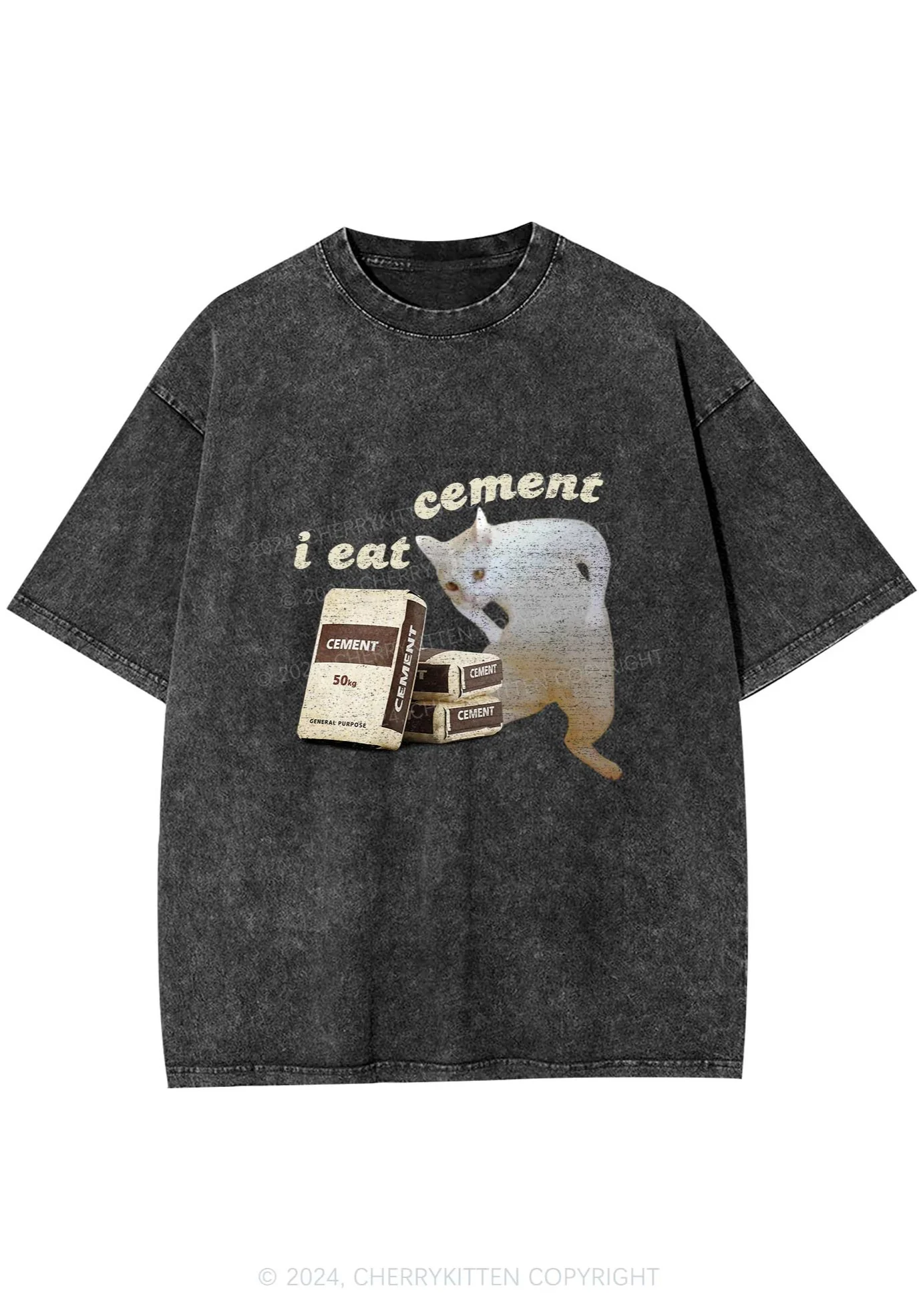 I Eat Cement Y2K Washed Tee Cherrykitten - Image 3