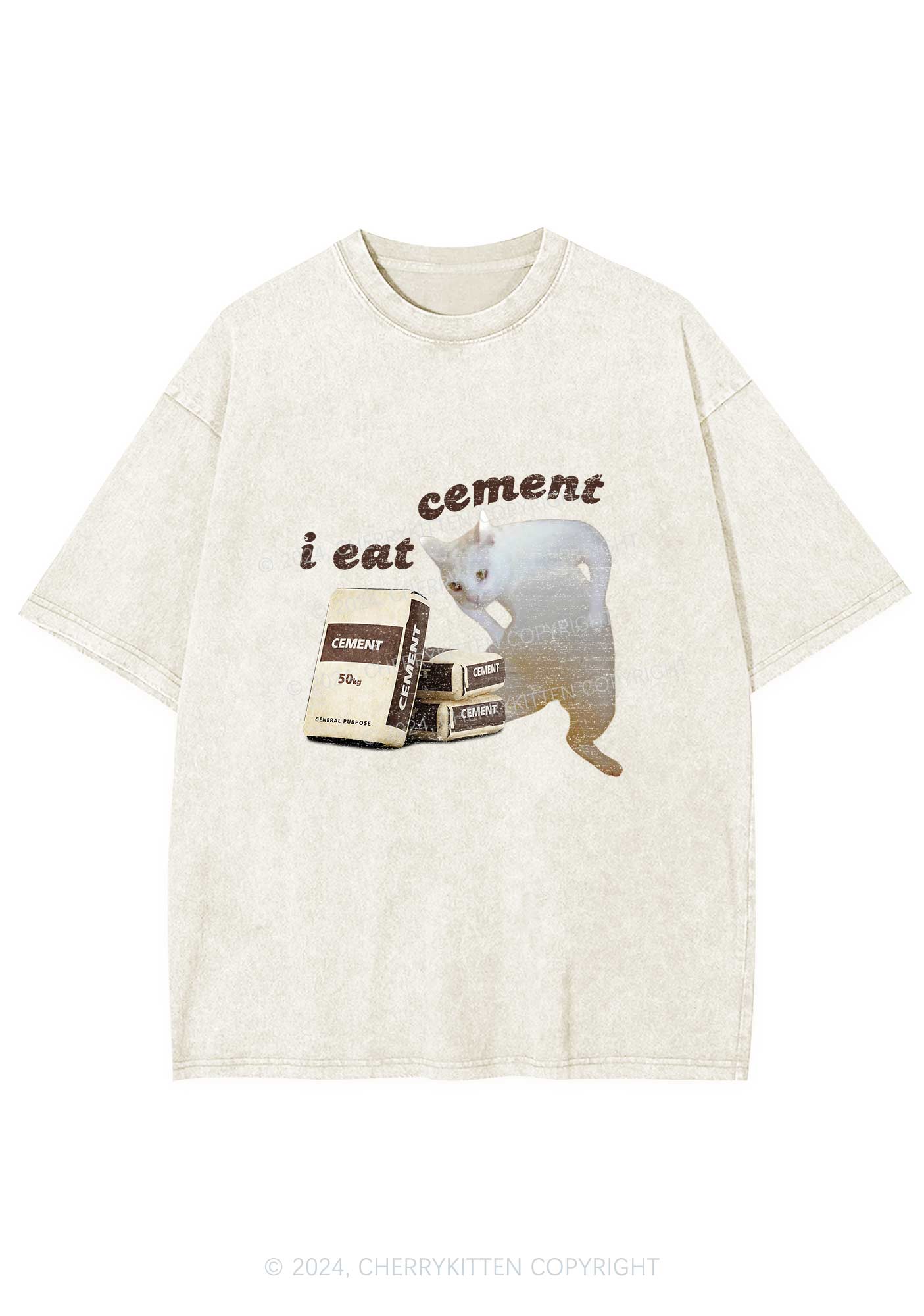 I Eat Cement Y2K Washed Tee Cherrykitten - Image 4