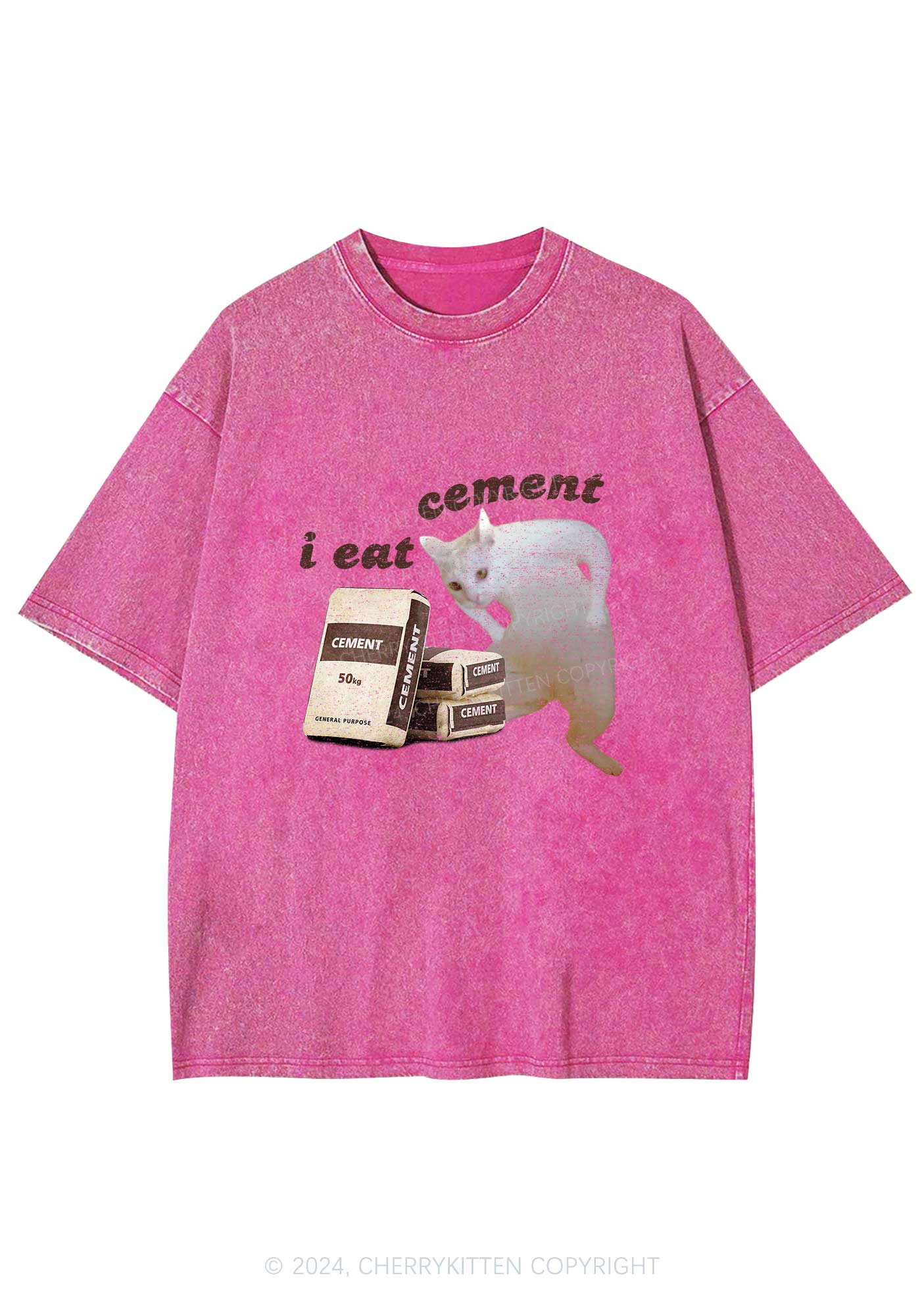 I Eat Cement Y2K Washed Tee Cherrykitten - Image 5