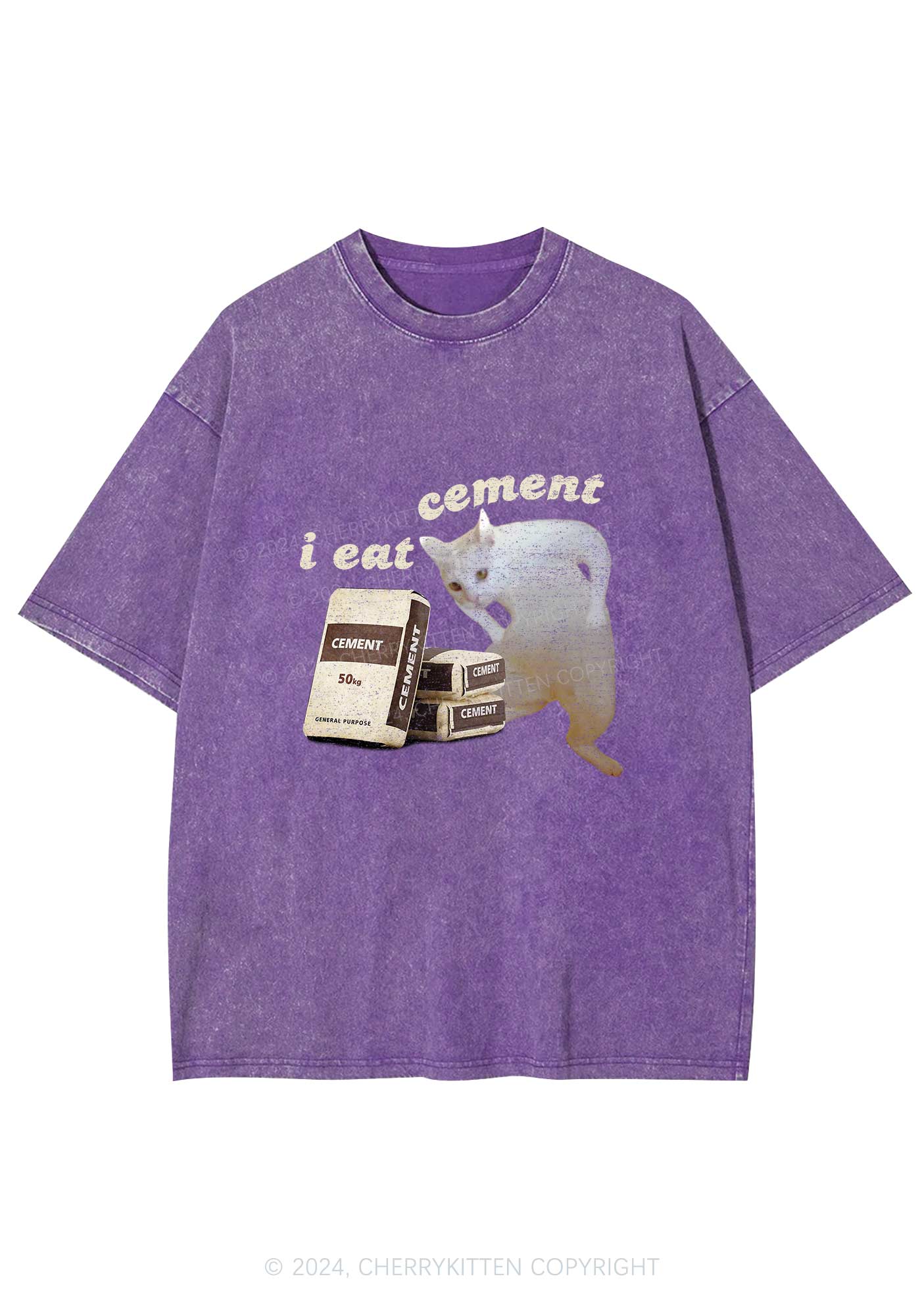 I Eat Cement Y2K Washed Tee Cherrykitten - Image 6