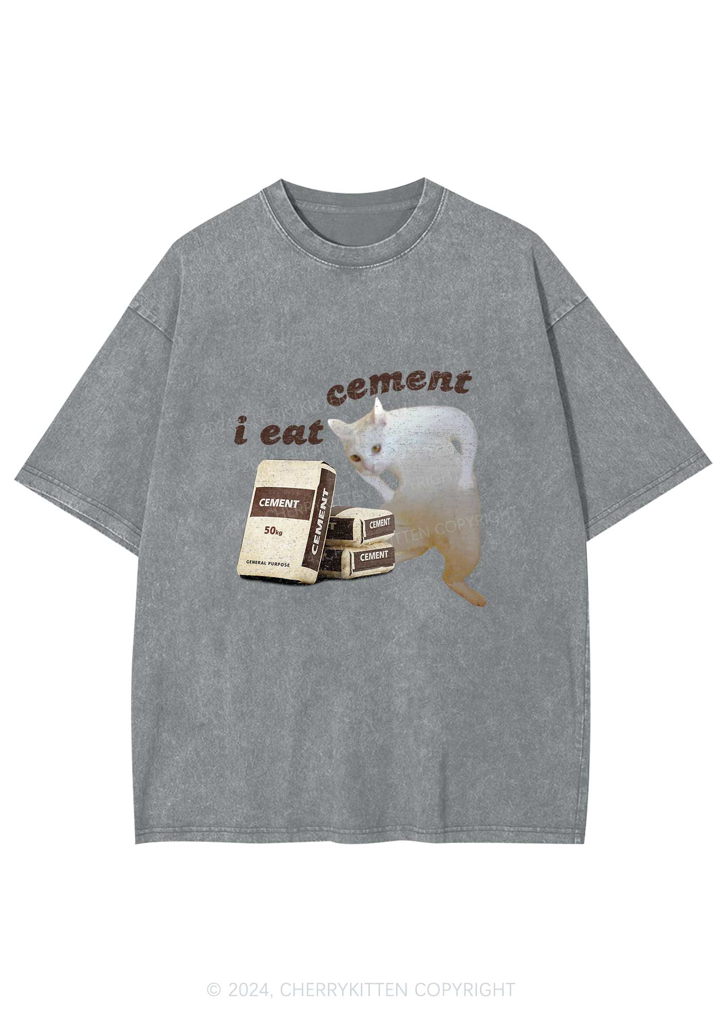 I Eat Cement Y2K Washed Tee Cherrykitten - Image 7