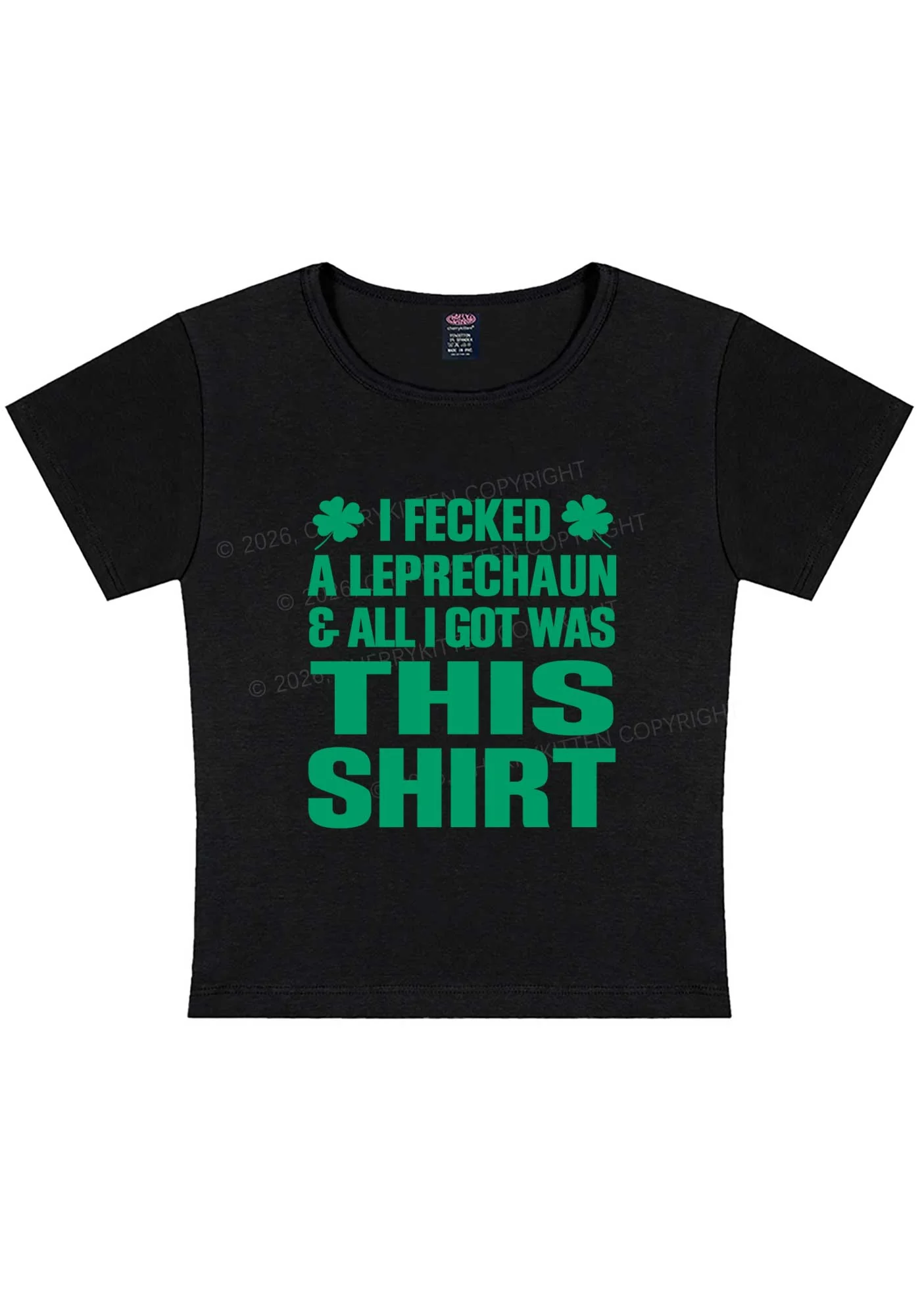 I Fecked A Leprechaun St Patricks Y2K Baby Tee Cherrykitten - Image 3