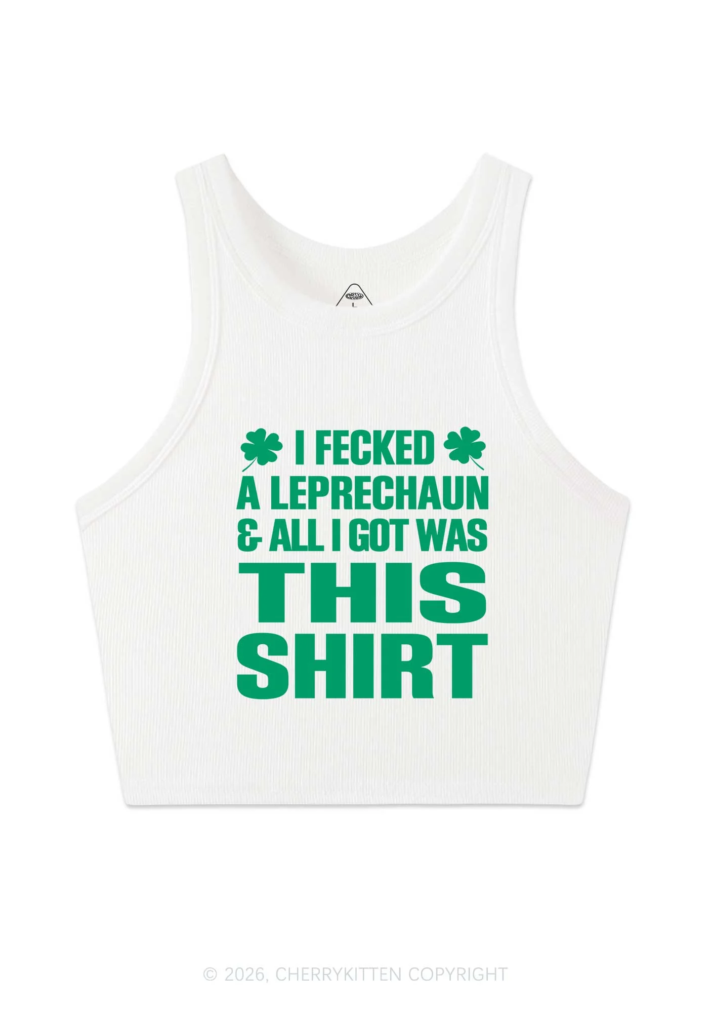 I Fecked A Leprechaun St Patricks Y2K Crop Tank Top Cherrykitten - Image 4