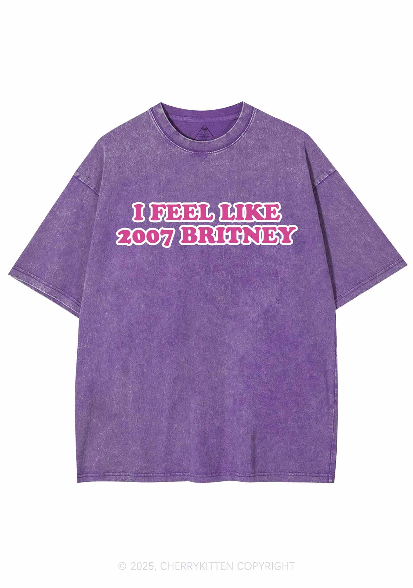 I Feel Like Britney Y2K Shirts Washed Tee Cherrykitten - Image 5