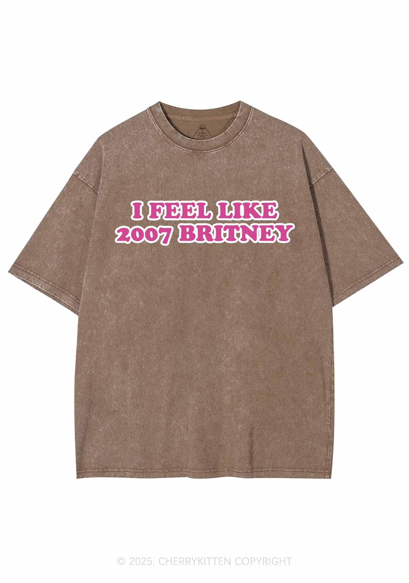 I Feel Like Britney Y2K Shirts Washed Tee Cherrykitten - Image 6